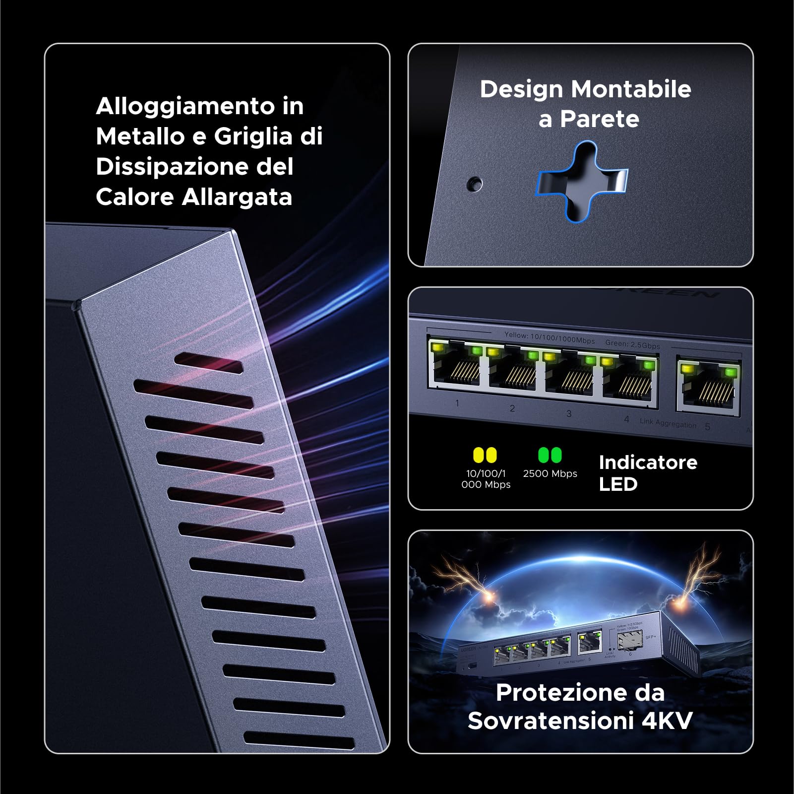 ugreen-switch-ethernet-2-5g-a-6-porte-5x2-5g-1x10g-sfp image 6