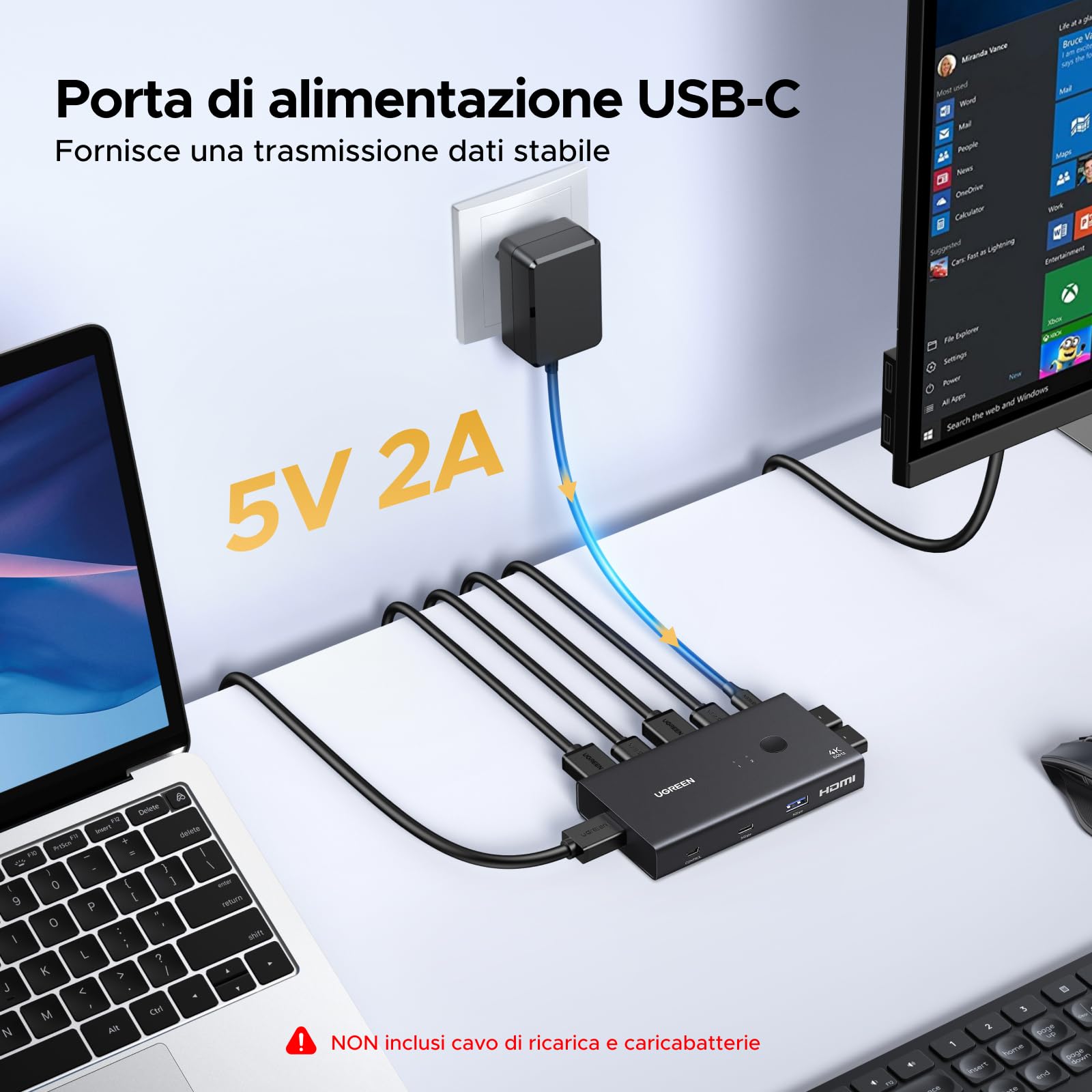 ugreen-switch-kvm-hdmi-2-0-4k-60hz-2x1-con-4-porte-usb-3-0-per-2-pc image 7