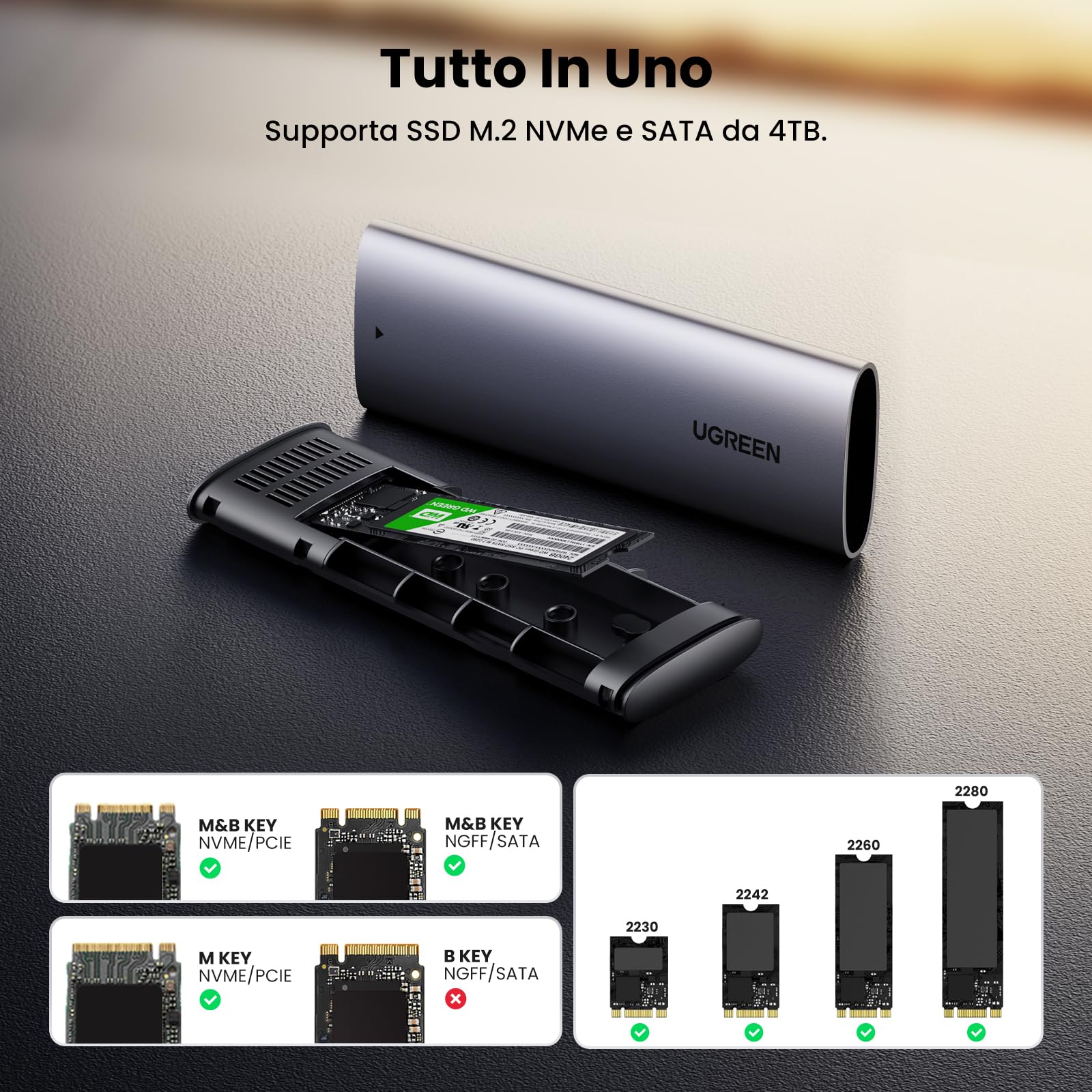 ugreen-case-esterno-m-2-nvme-sata-usb-c-3-2-gen-2-10gbps-fino-a-2tb image 2