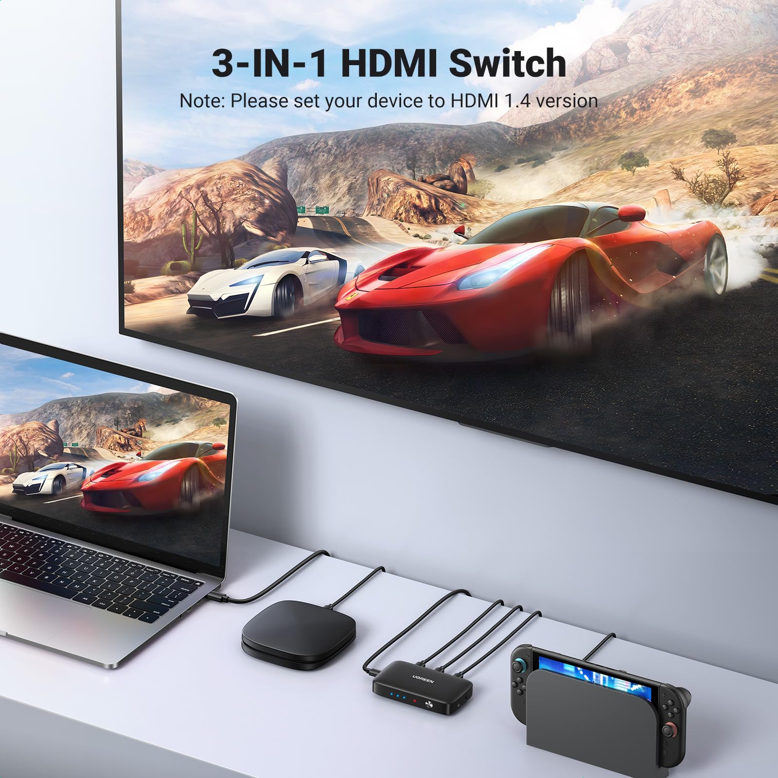 ugreen-switch-hdmi-4k-3-in-1-out-con-telecomando-splitter-uhd-3d image 2