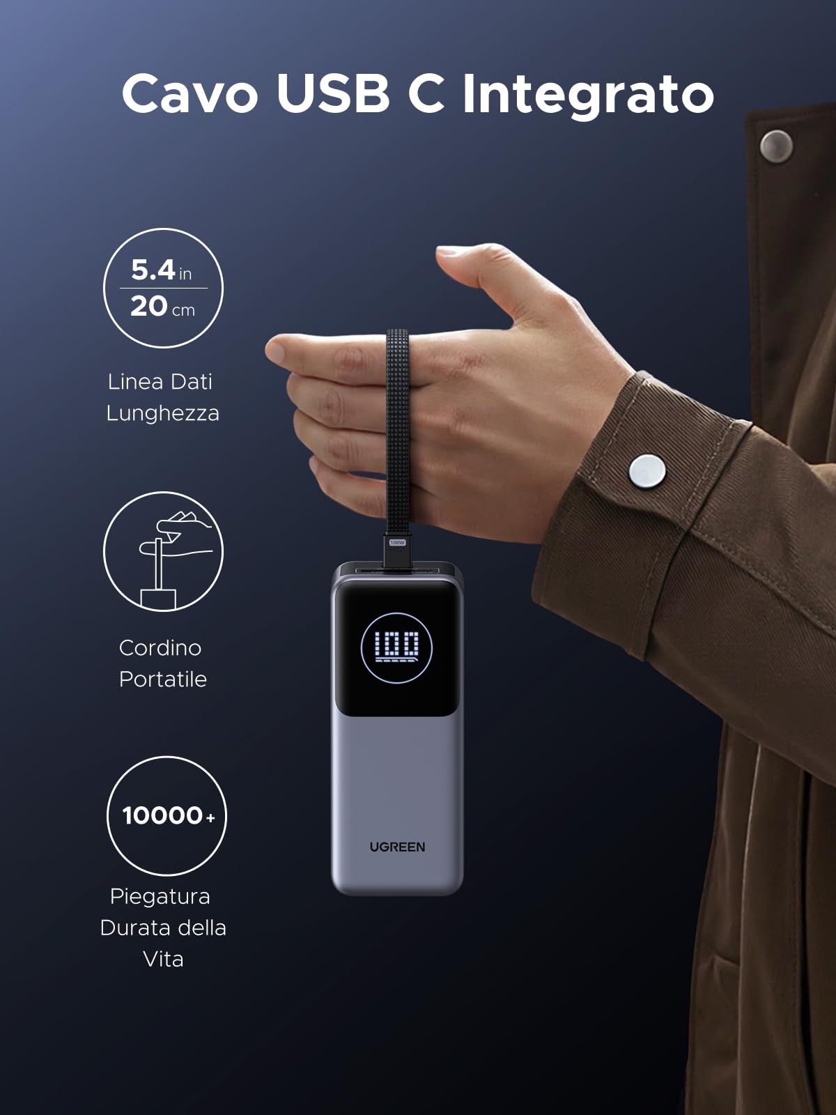ugreen-nexode-pro-130w-power-bank-20000mah-con-cavo-usb-c-integrato-pd-100w image 6