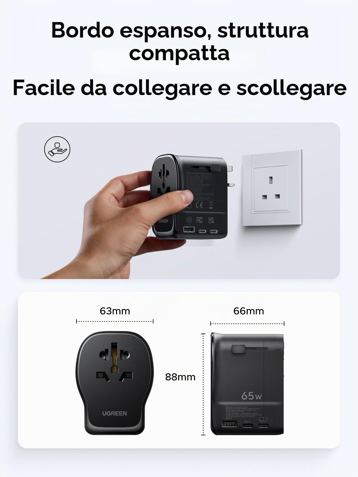 ugreen-adattatore-da-viaggio-universale-65w-gan-2-usb-c-usb-a image 8