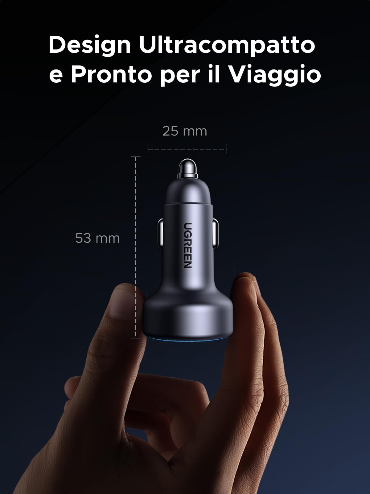 ugreen-caricatore-auto-usb-c-30w-pd-qc-3-0-a-3-porte-accendisigari image 8
