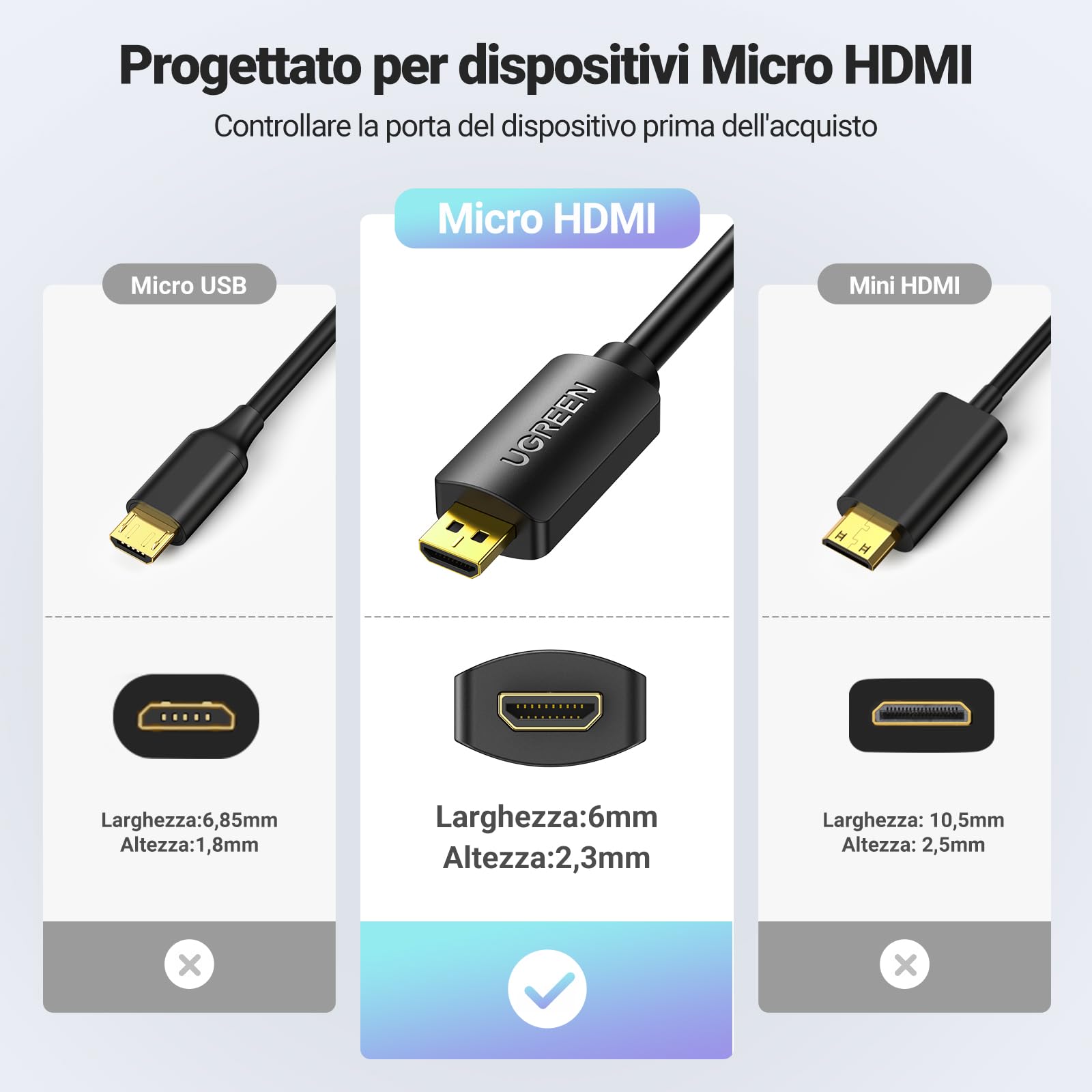 ugreen-cavo-micro-hdmi-maschio-a-hdmi-femmina-4k-50cm-con-arc image 7