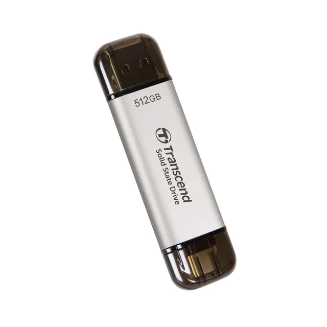 transcend-esd310s-ssd-portatile-512gb-usb-10gbps-type-a-type-c-argento image 1