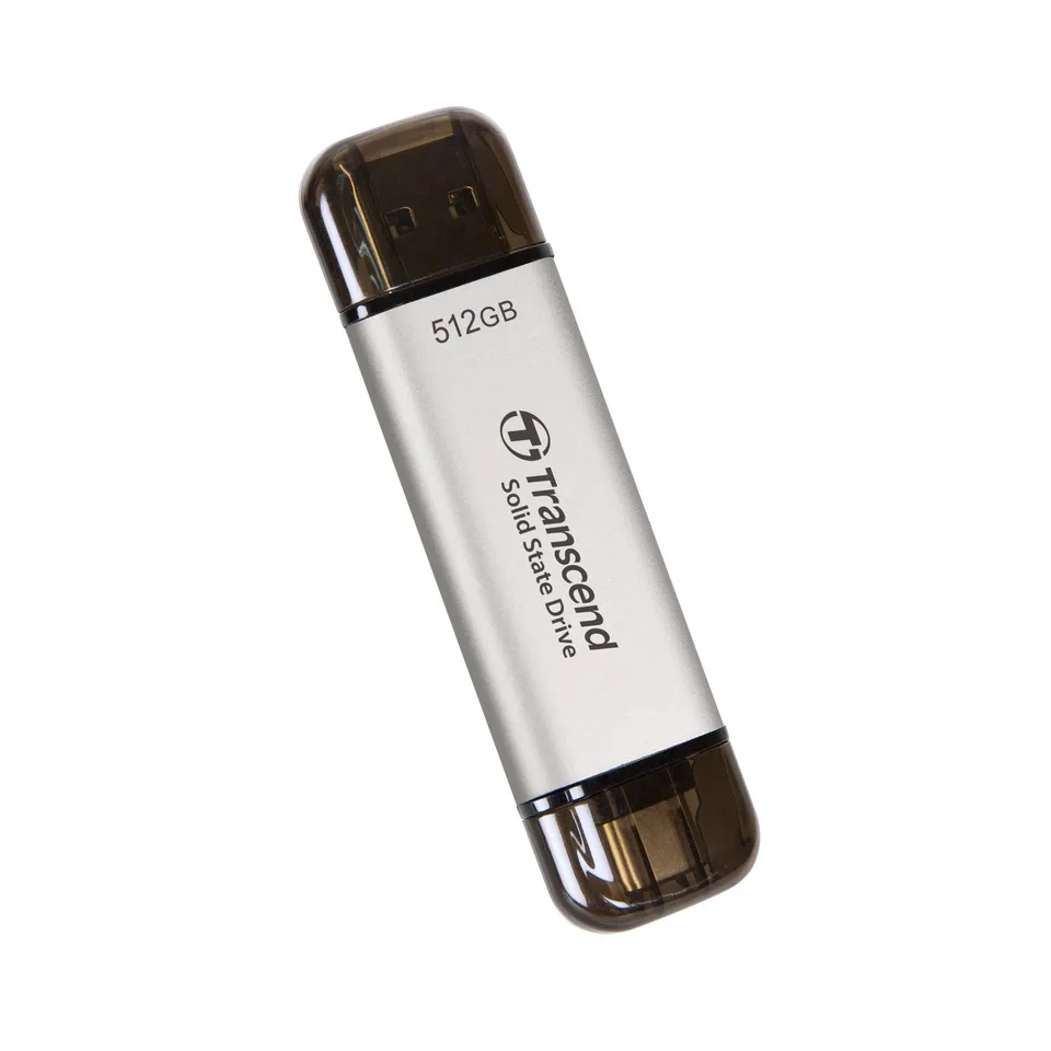 transcend-esd310s-ssd-portatile-512gb-usb-10gbps-type-a-type-c-argento image 1