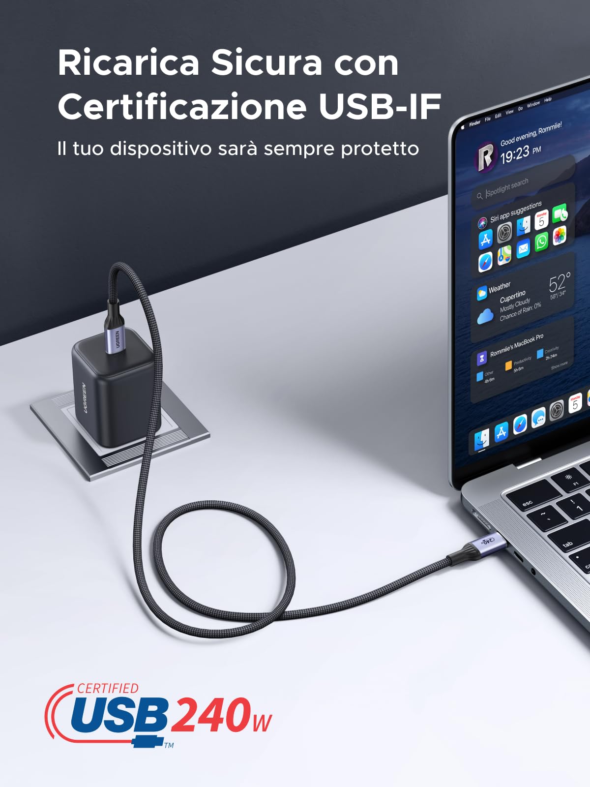 ugreen-cavo-usb-c-a-usb-c-240w-pd-3-1-certificato-usb-if-1-m-nylon image 3