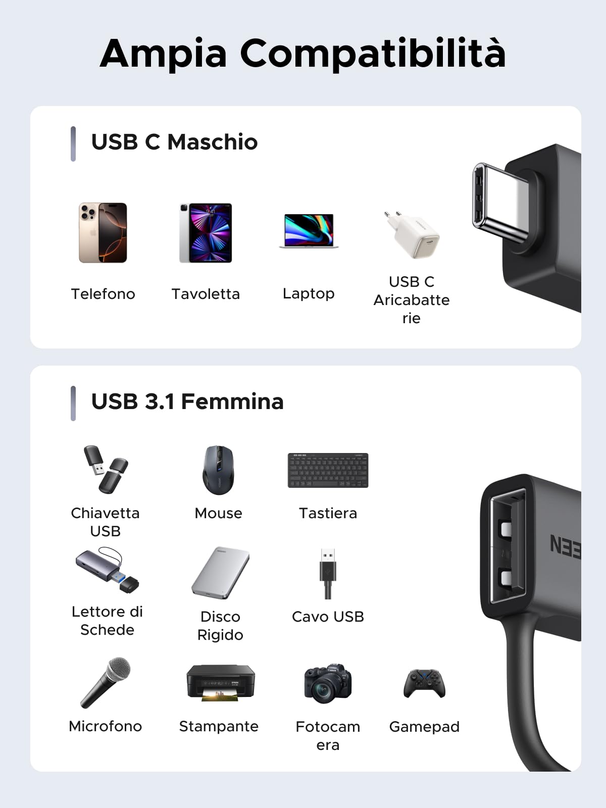 ugreen-adattatore-usb-c-a-usb-a-3-2-10gbps-otg-2-pezzi-anti-smarrimento image 4