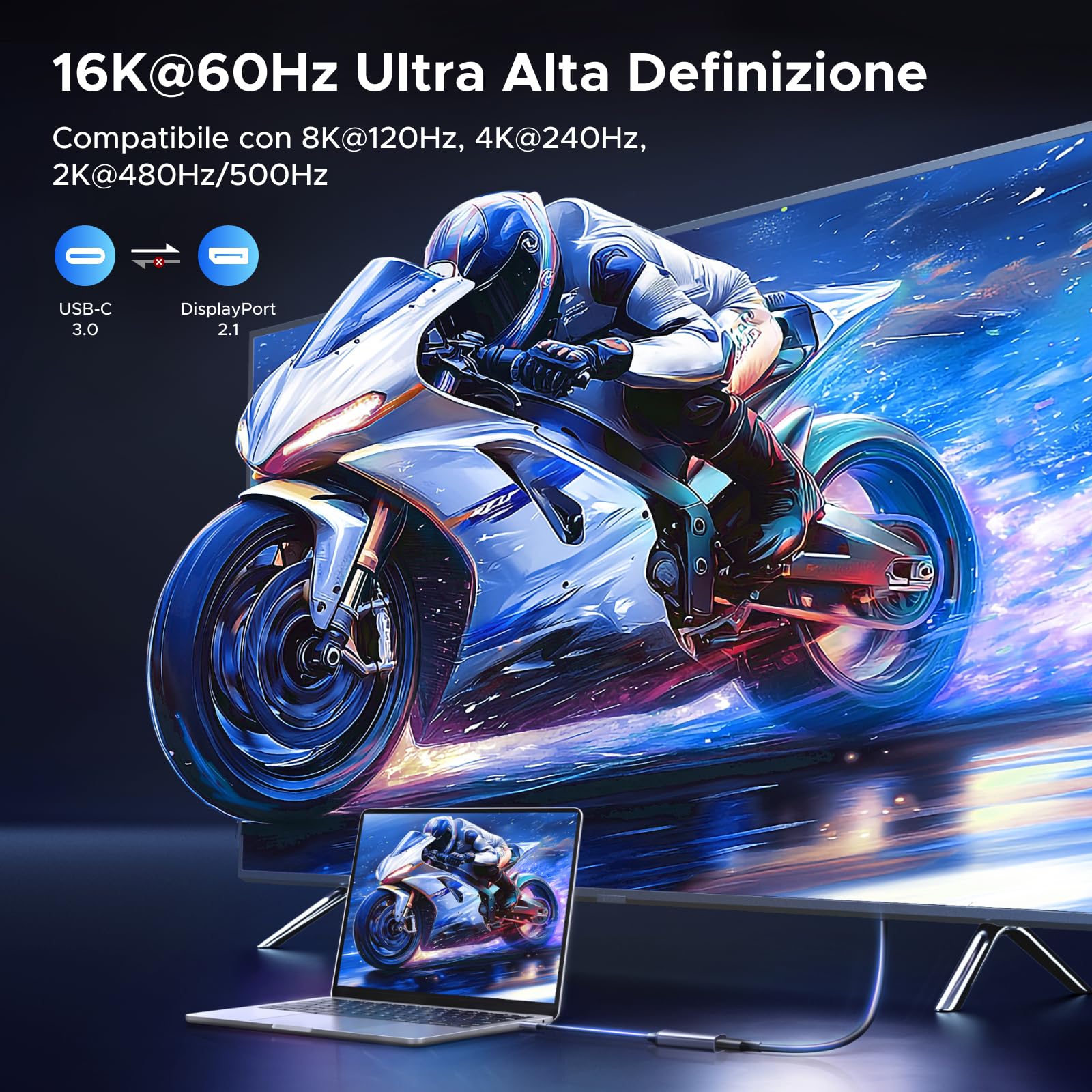 ugreen-adattatore-usb-c-a-displayport-2-1-16k-60hz-8k-120hz-thunderbolt-hdr image 2