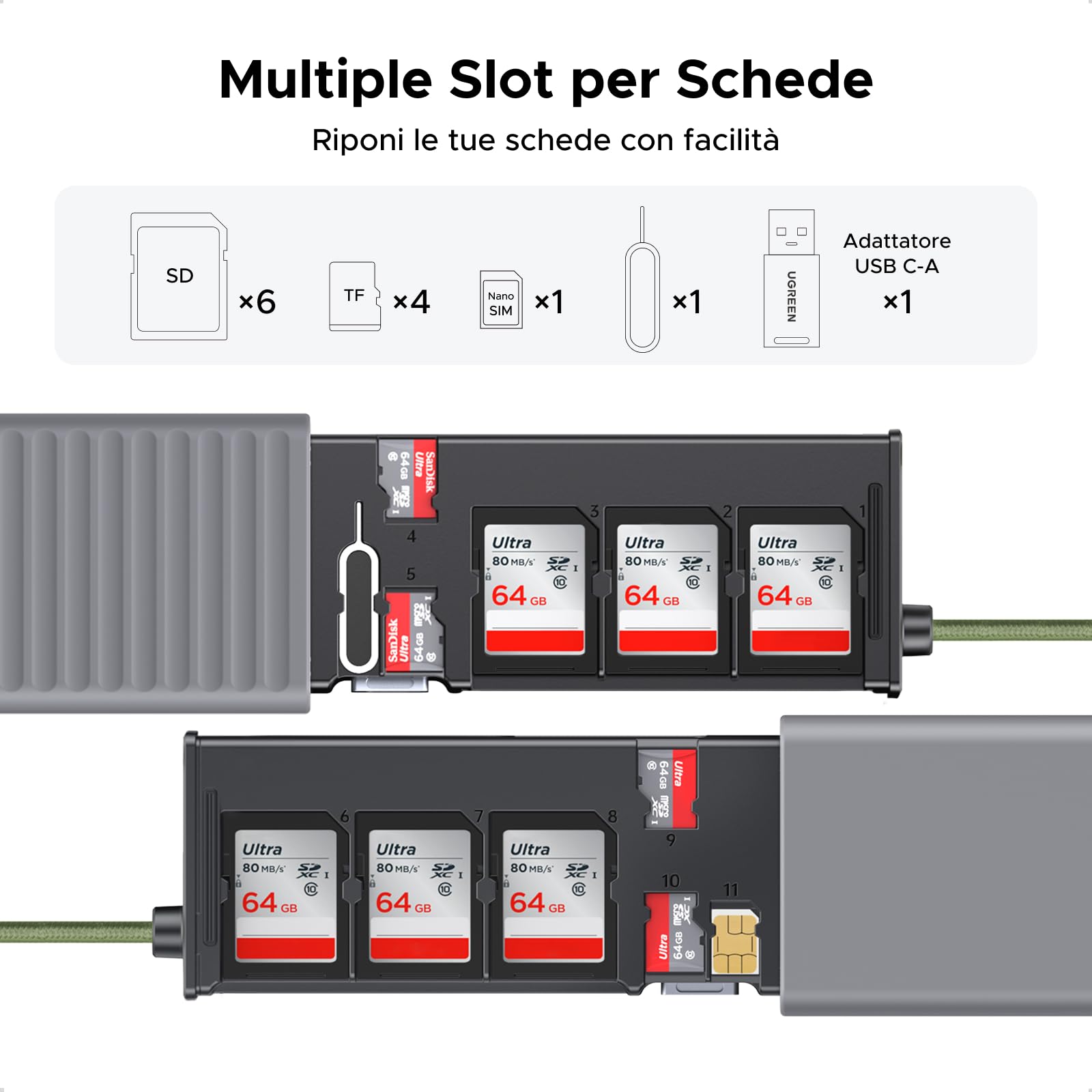 ugreen-lettore-schede-sd-tf-usb-c-usb-a-170mb-s-con-custodia-porta-schede image 3