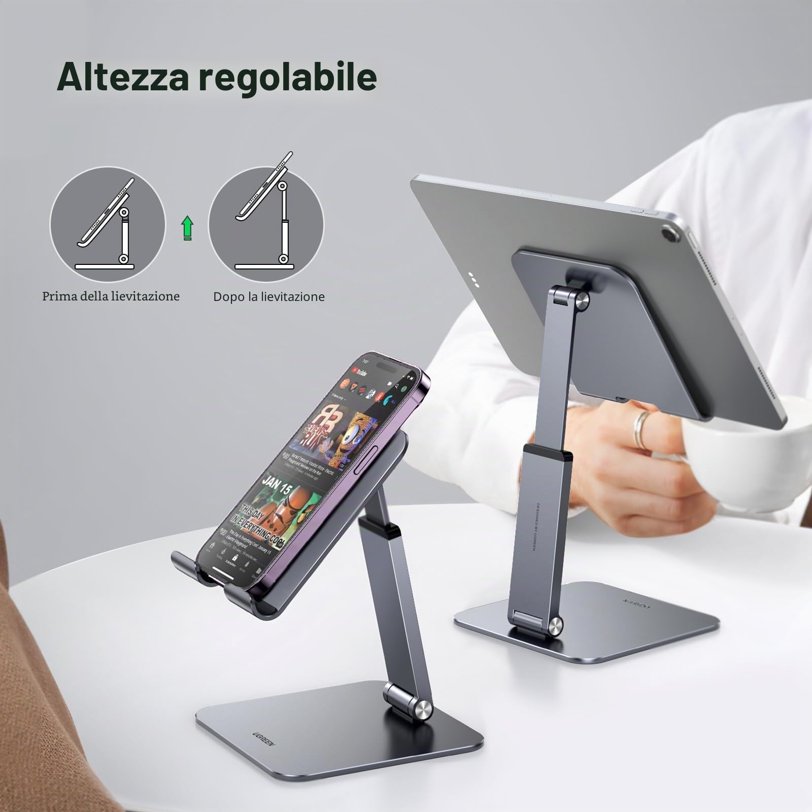 ugreen-supporto-tablet-e-telefono-da-tavolo-in-alluminio-fino-a-12-9 image 2