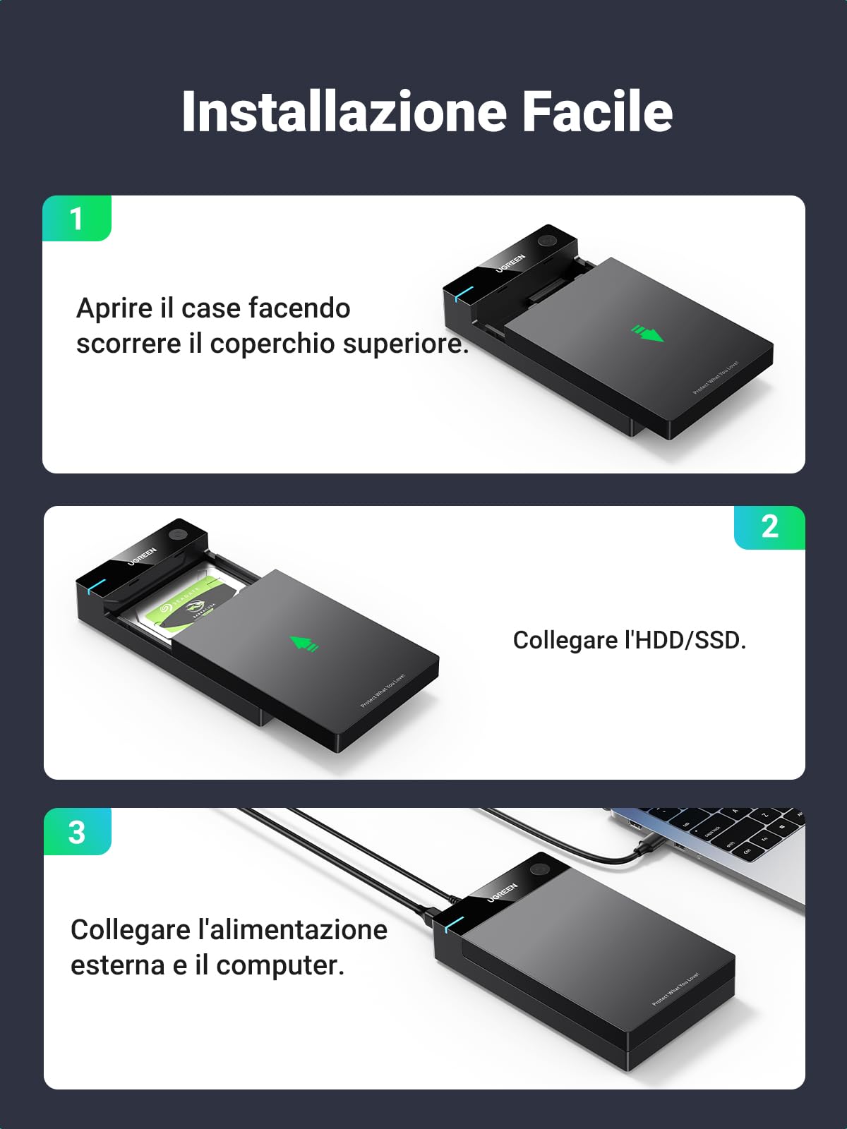 ugreen-case-esterno-3-5-usb-3-0-uasp-5gbps-per-hdd-ssd-sata-fino-a-20tb-con-alim image 5