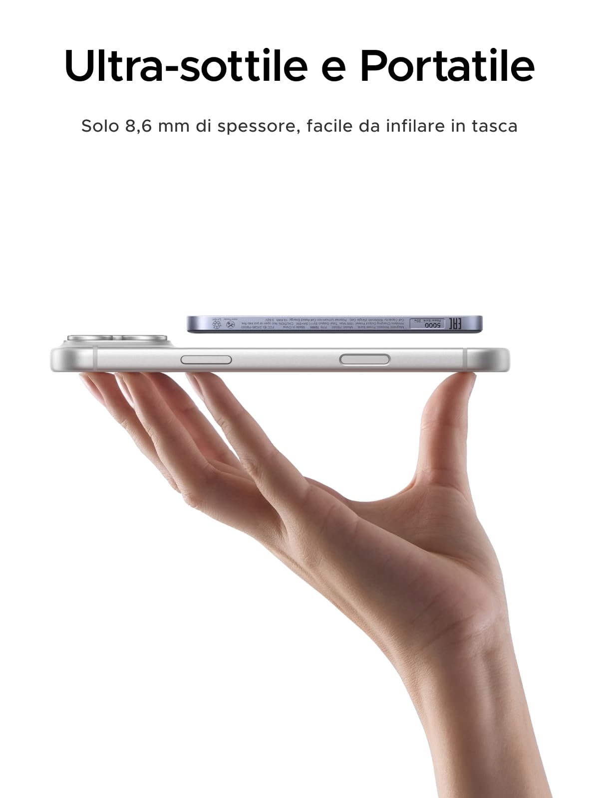 ugreen-magflow-air-qi2-power-bank-magsafe-5000mah-15w-grigio-ultrasottile image 4
