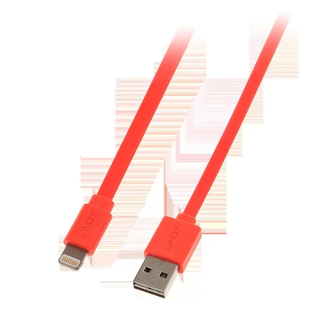 lindy-31394-cavo-piatto-usb-a-a-lightning-1-m-arancione image 1