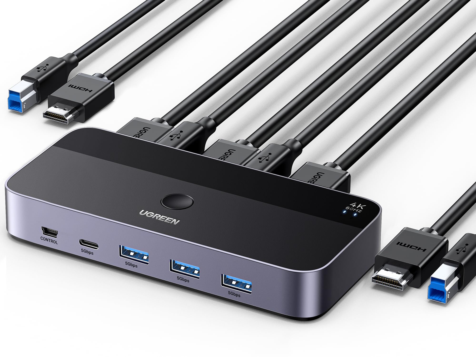 ugreen-switch-kvm-hdmi-4k-60hz-2x1-con-usb-3-0-5gbps-controller image 1