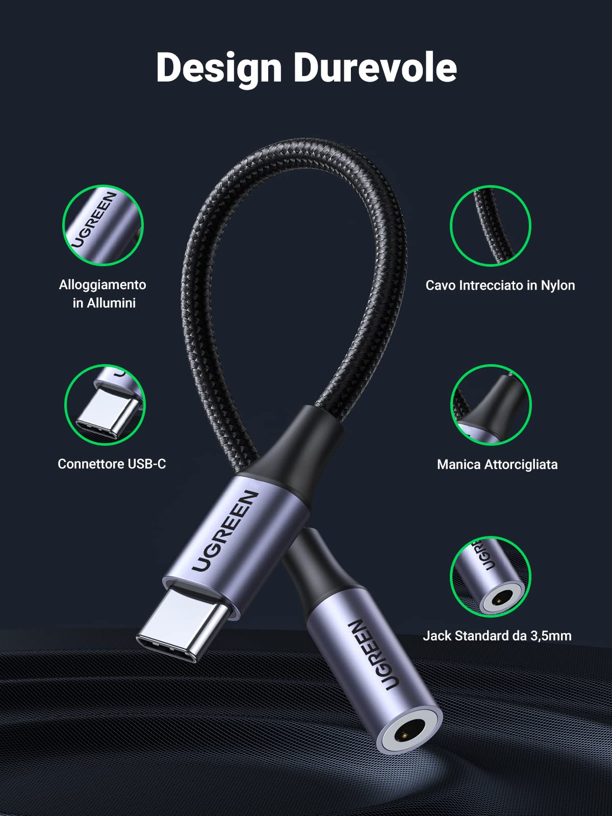 ugreen-adattatore-usb-c-a-jack-3-5mm-grigio-per-xiaomi-huawei-oneplus image 4