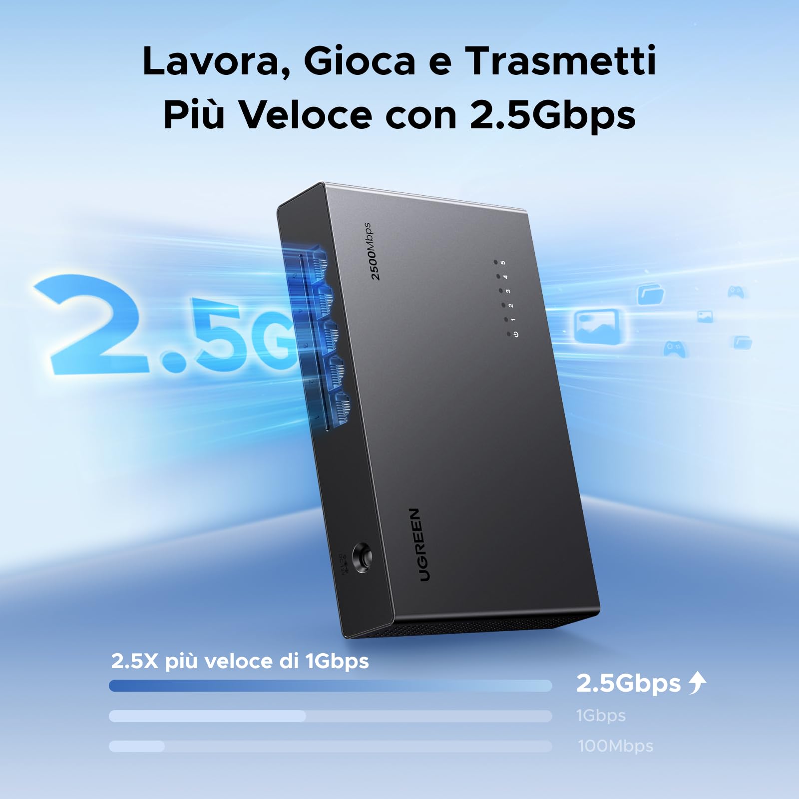 ugreen-switch-ethernet-2-5g-a-5-porte-rj45-non-gestito image 2