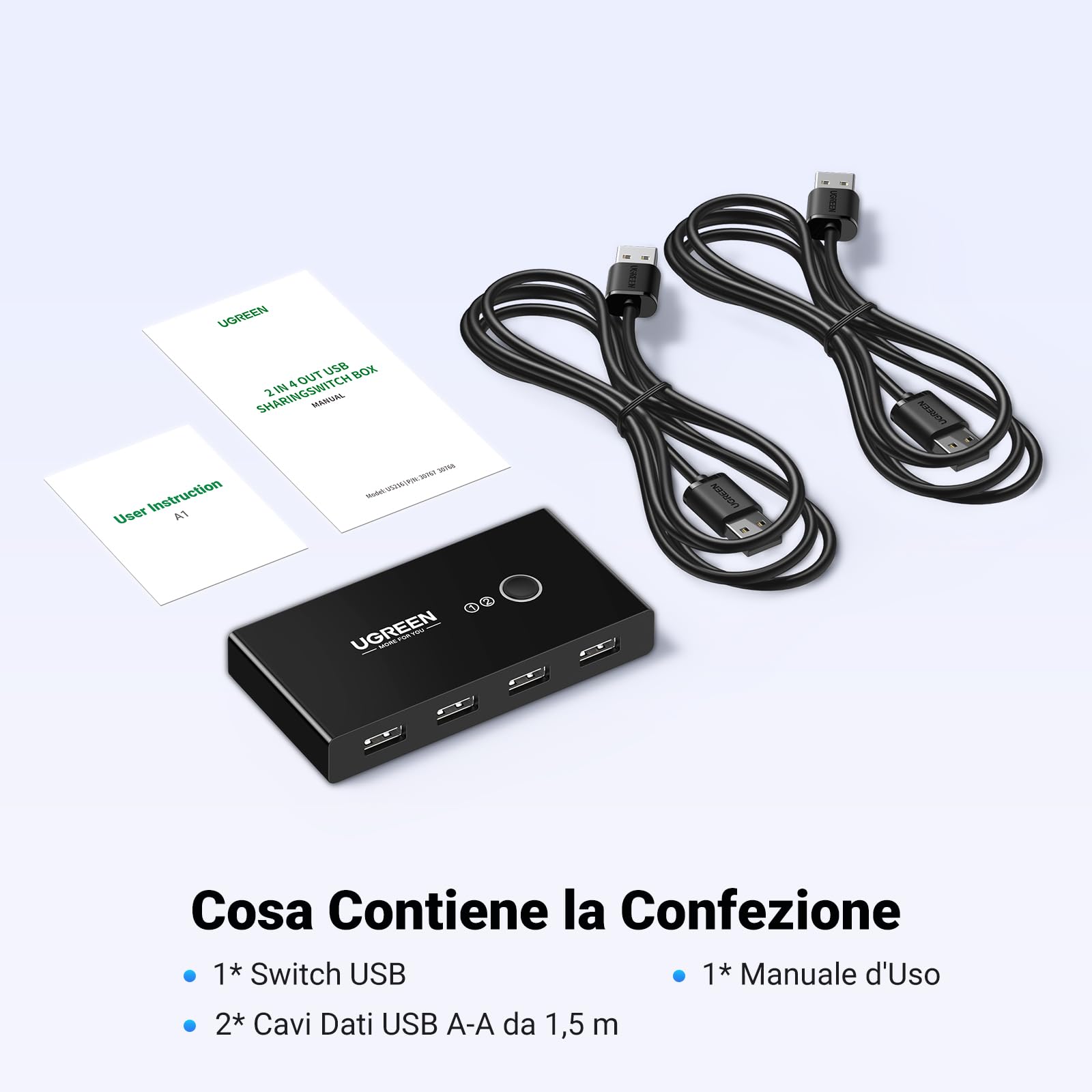 ugreen-switch-usb-2-0-a-4-porte-per-2-pc-commutatore-2-in-4-out-con-2-cavi image 8