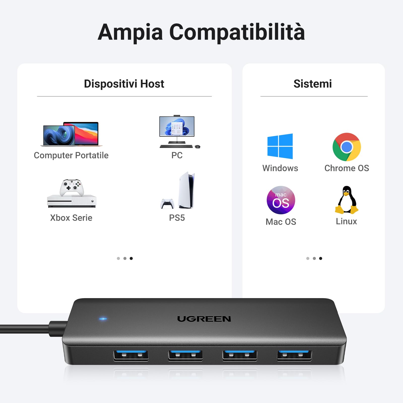 ugreen-hub-usb-3-0-a-4-porte-5gbps-ultra-sottile-15cm image 5