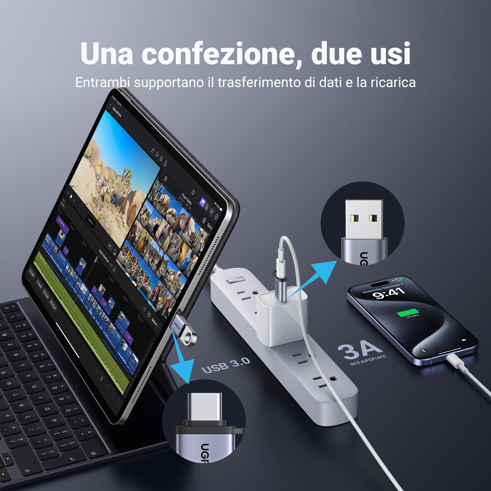 ugreen-adattatore-usb-c-a-usb-3-0-otg-5gbps-2-pack-per-iphone-galaxy-macbook-ipa image 2
