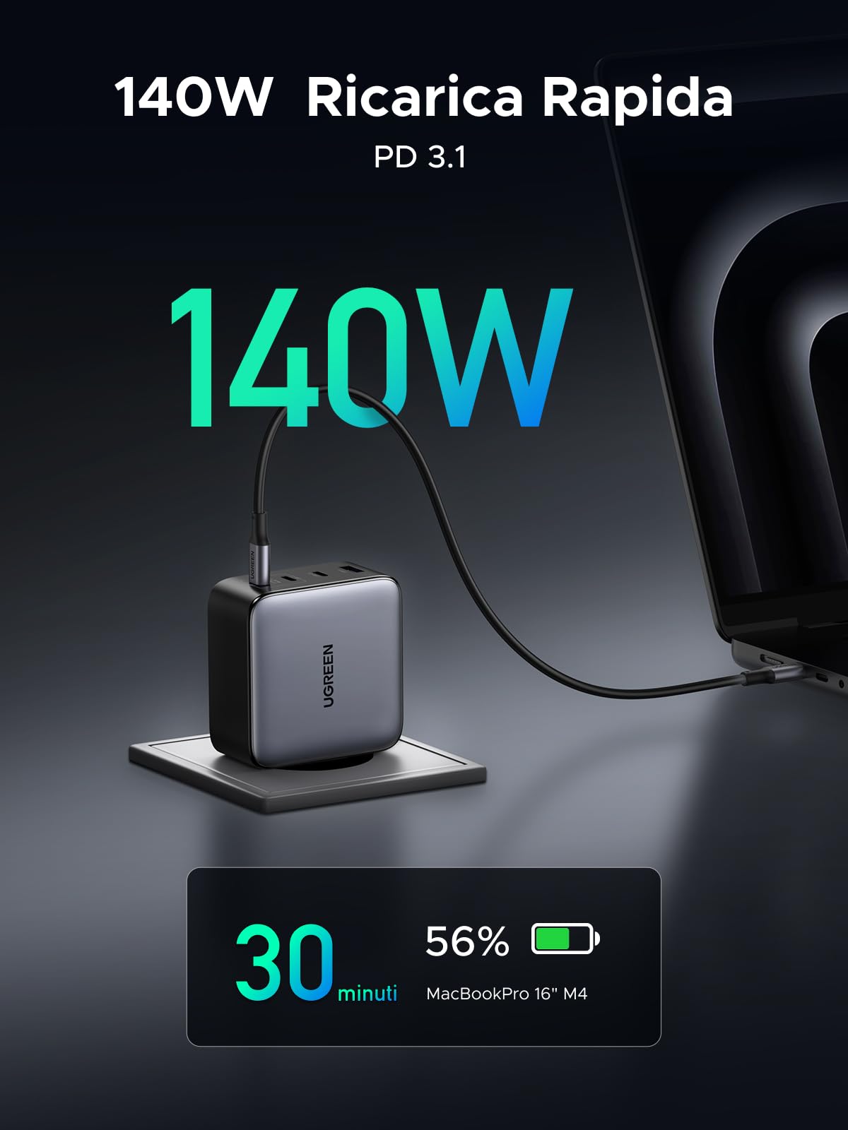 ugreen-nexode-200w-caricatore-usb-c-gan-rapido-4-porte image 3