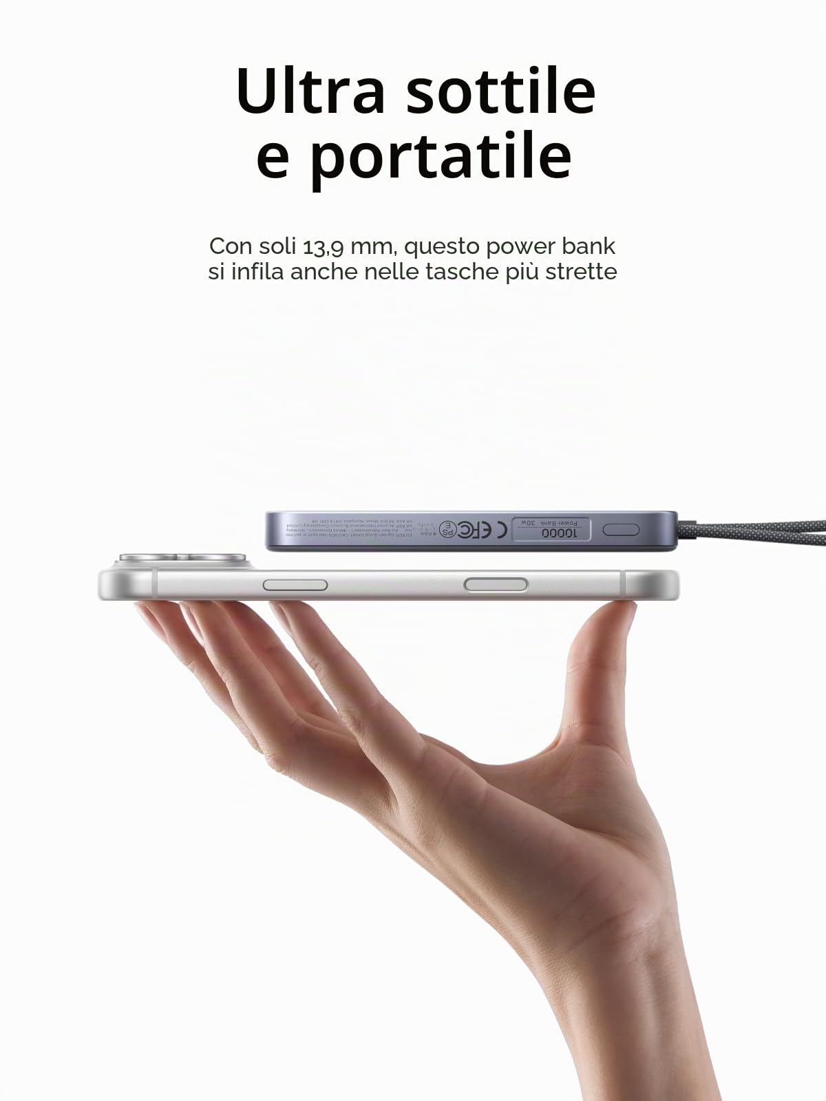 ugreen-magflow-air-power-bank-magnetico-qi2-15w-10000mah-pd-30w-grigio image 4