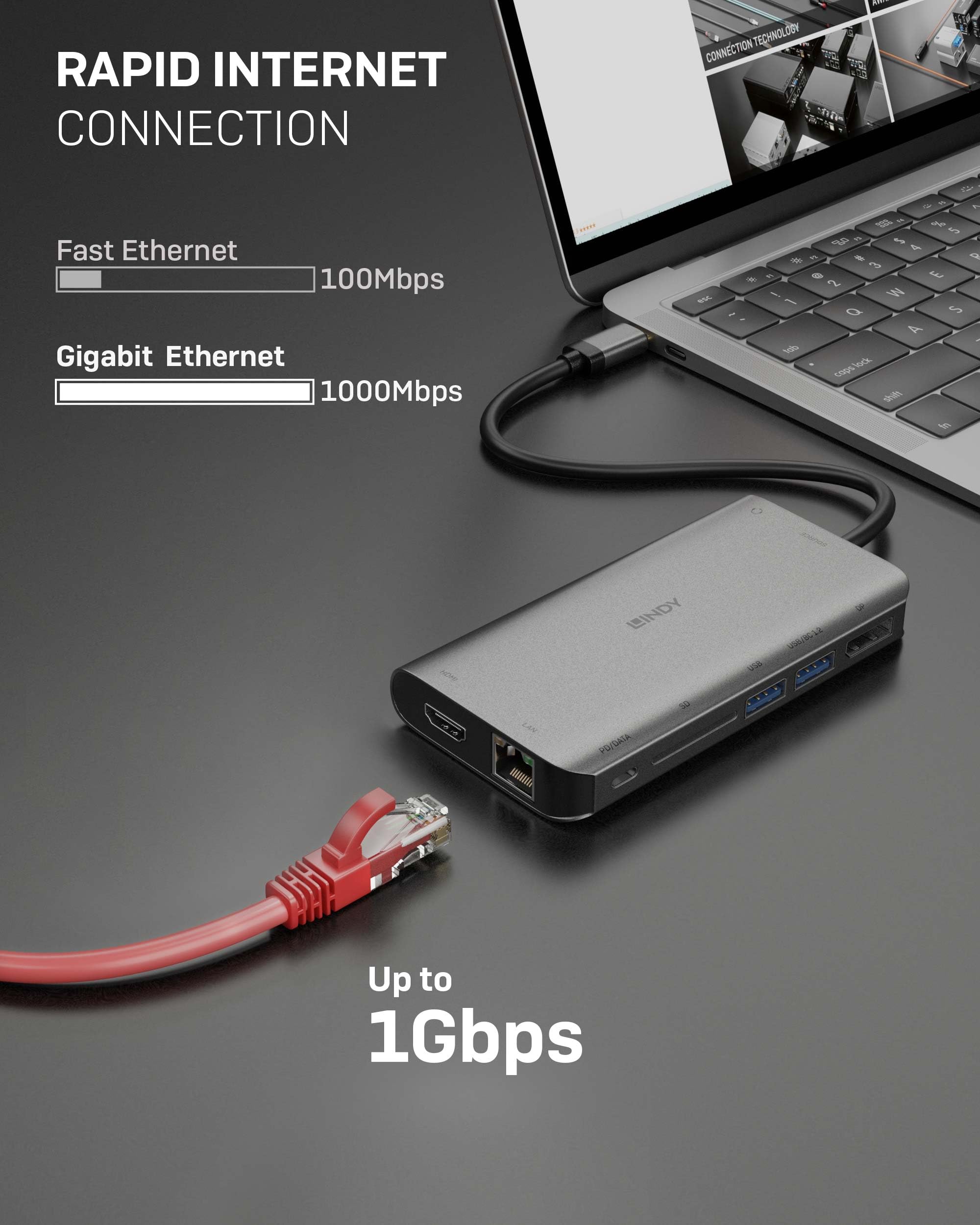 lindy-dst-mini-xt-mini-dock-usb-c-4k-con-hdmi-displayport-ethernet image 6