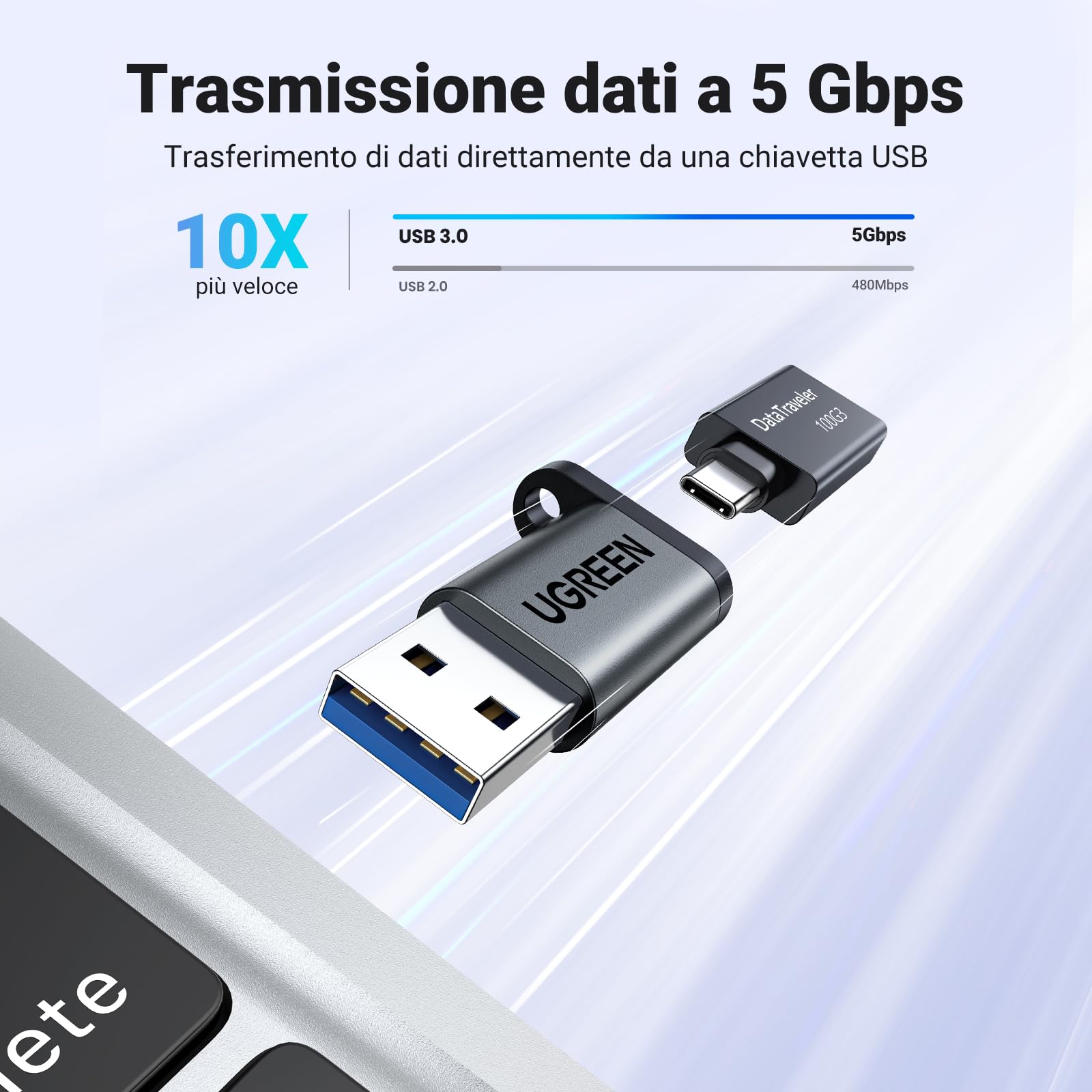 ugreen-adattatore-usb-c-femmina-a-usb-a-maschio-3-0-5gbps-3a-nero image 3