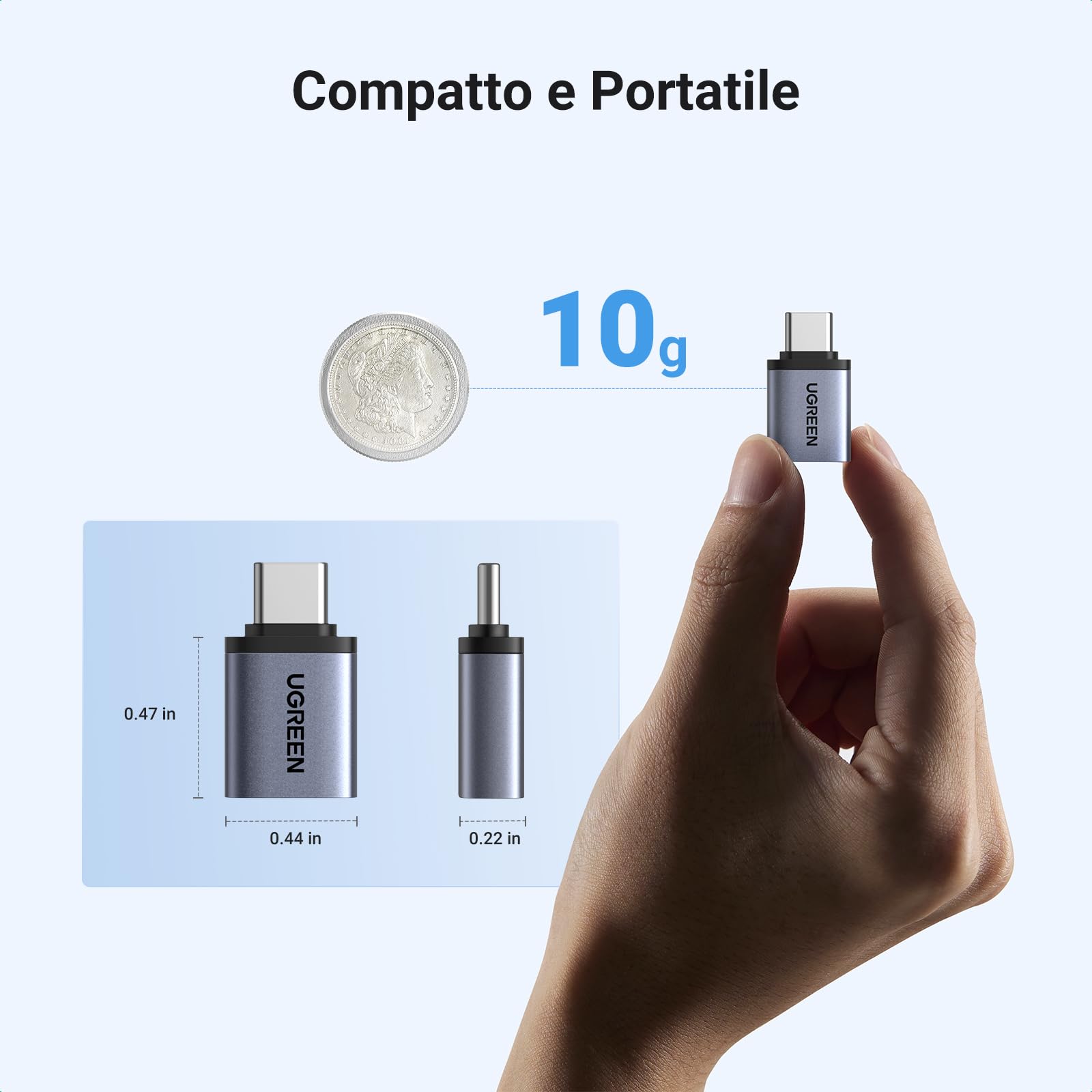 ugreen-adattatore-usb-c-a-usb-a-3-0-otg-5gbps-grigio-2-pezzi image 6