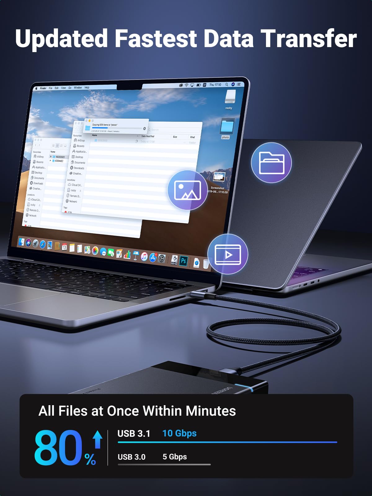 ugreen-cavo-usb-c-a-micro-usb-3-0-10gbps-0-5m-per-ssd-e-hard-disk-esterni image 7