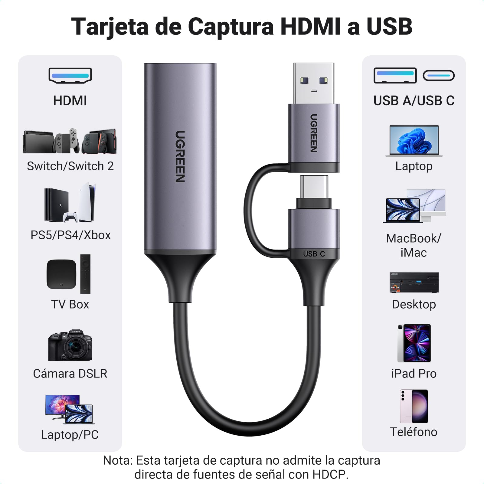 ugreen-scheda-di-acquisizione-video-hdmi-4k30-usb-c-1080p60 image 2