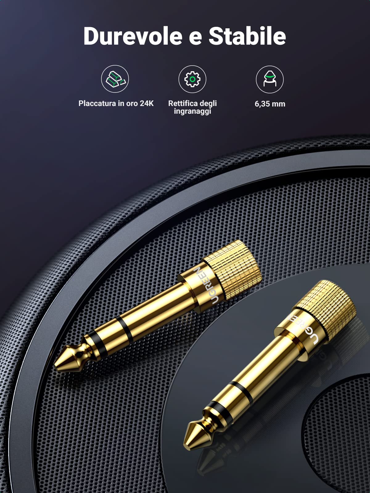 ugreen-adattatore-audio-jack-3-5mm-femmina-a-6-3mm-maschio-2-pack image 6