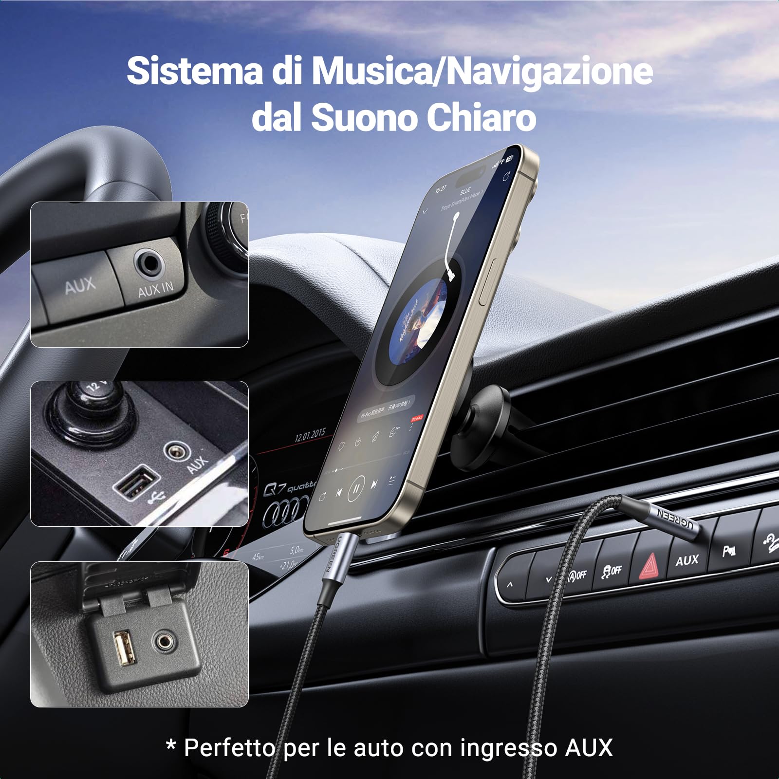 ugreen-cavo-usb-c-a-jack-3-5mm-con-dac-24bit-96khz-1m-nylon-grigio image 5