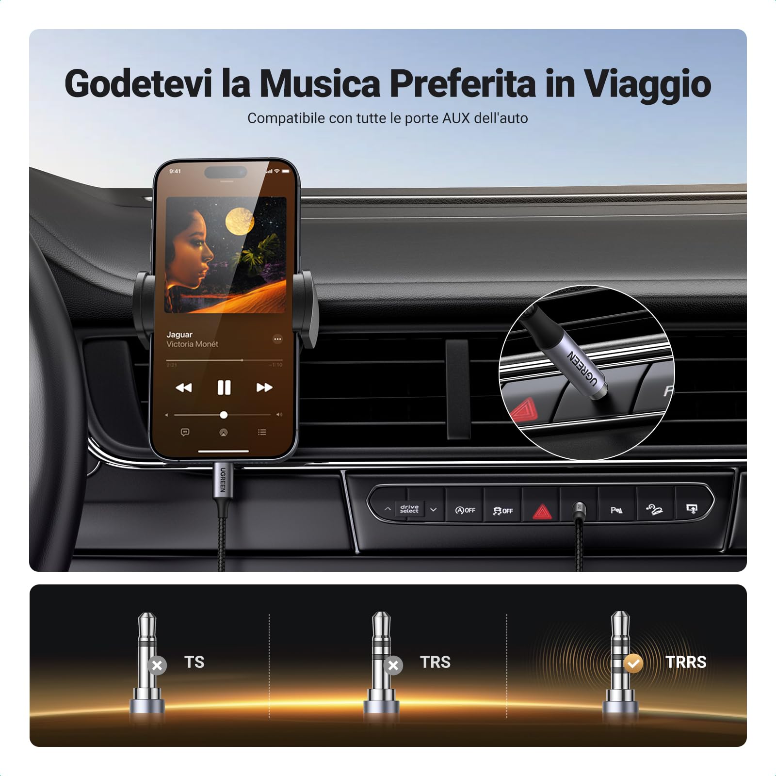 ugreen-cavo-usb-c-a-jack-3-5mm-trrs-dac-2m-per-microfono image 2