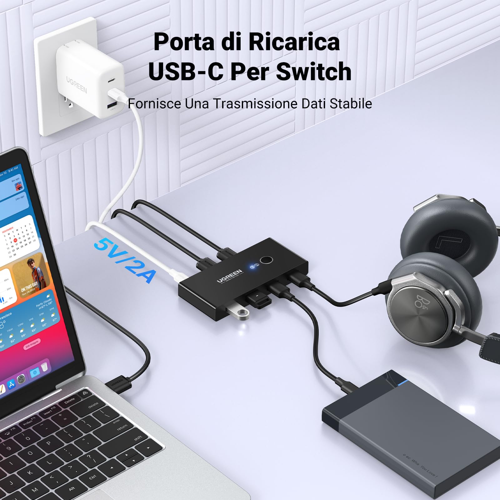ugreen-switch-usb-2-0-a-4-porte-per-2-pc-commutatore-2-in-4-out-con-2-cavi image 6