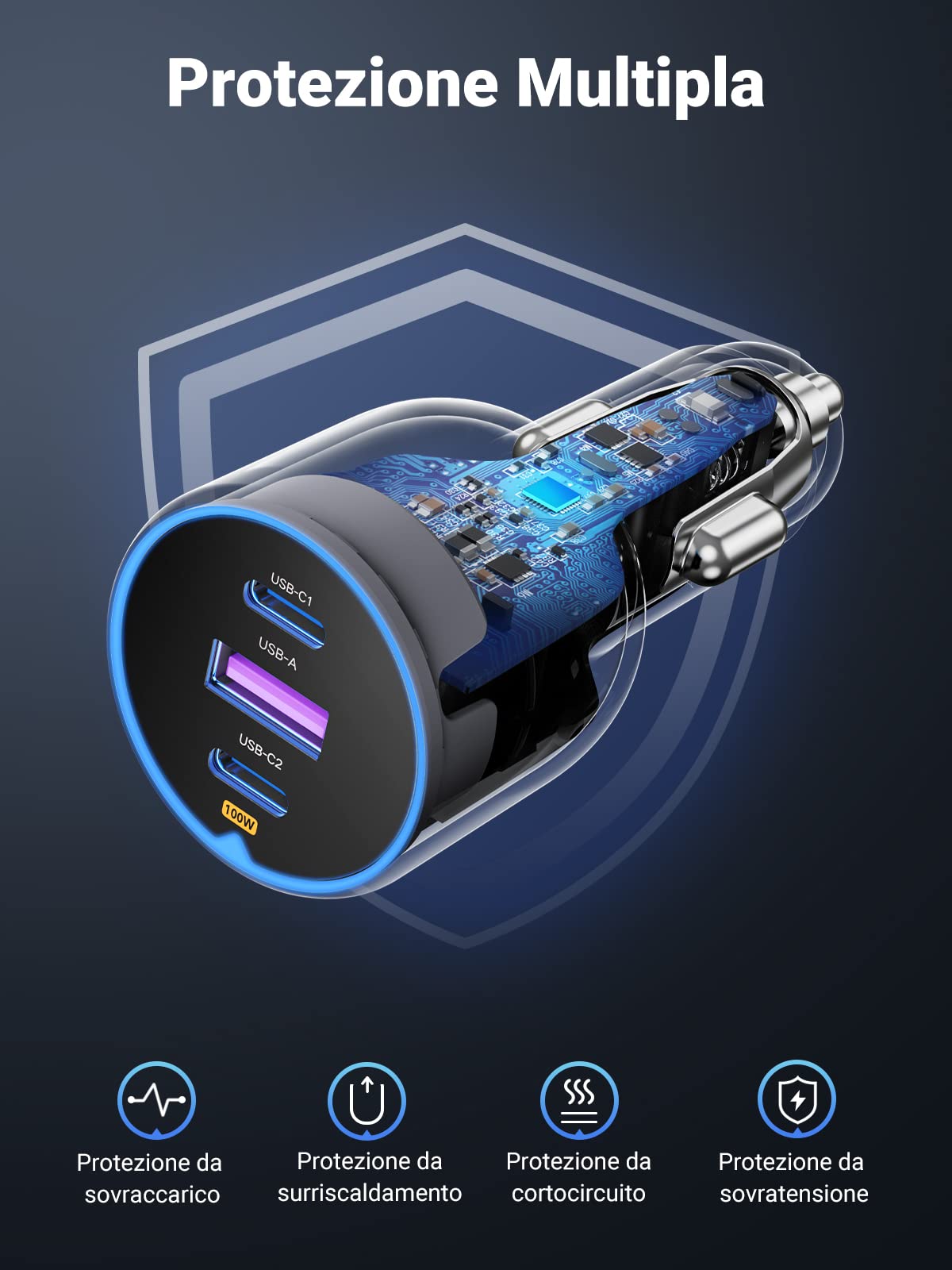 ugreen-caricatore-auto-130w-usb-c-100w-cavo-100w-pd-qc-3-0 image 7