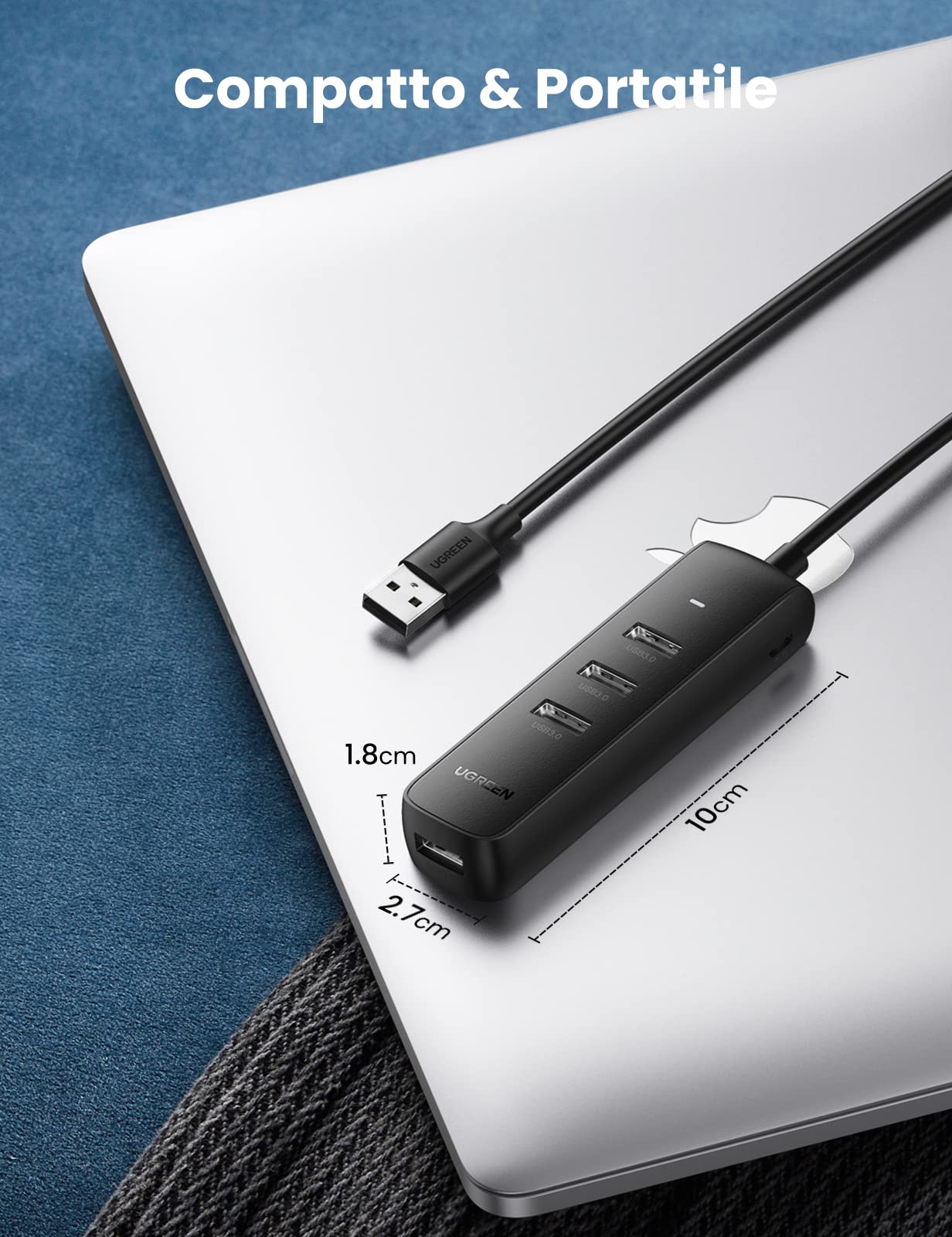 ugreen-hub-4-porte-usb-3-0-5gbps-con-cavo-1-metro-e-alimentazione-5v-2a image 7