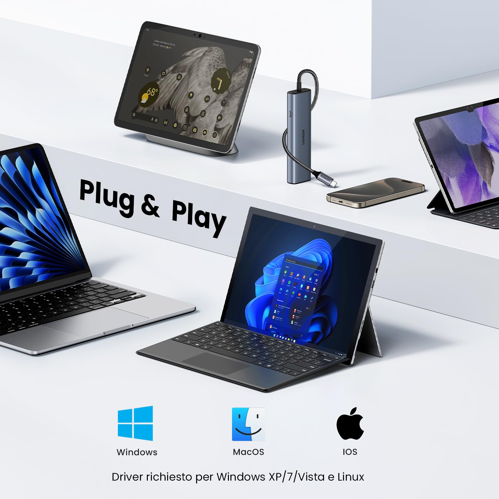 ugreen-hub-usb-c-6-in-1-ethernet-gigabit-1000mbps-con-2x-usb-c-10gbps image 5