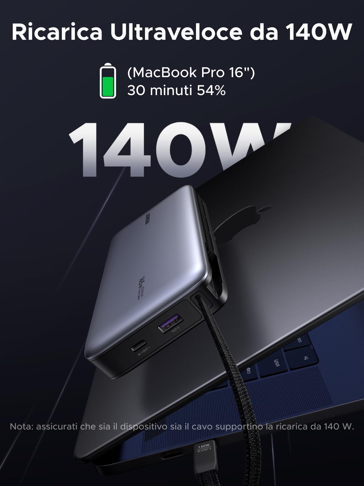 ugreen-nexode-power-bank-25000mah-165w-con-2-cavi-usb-c image 3