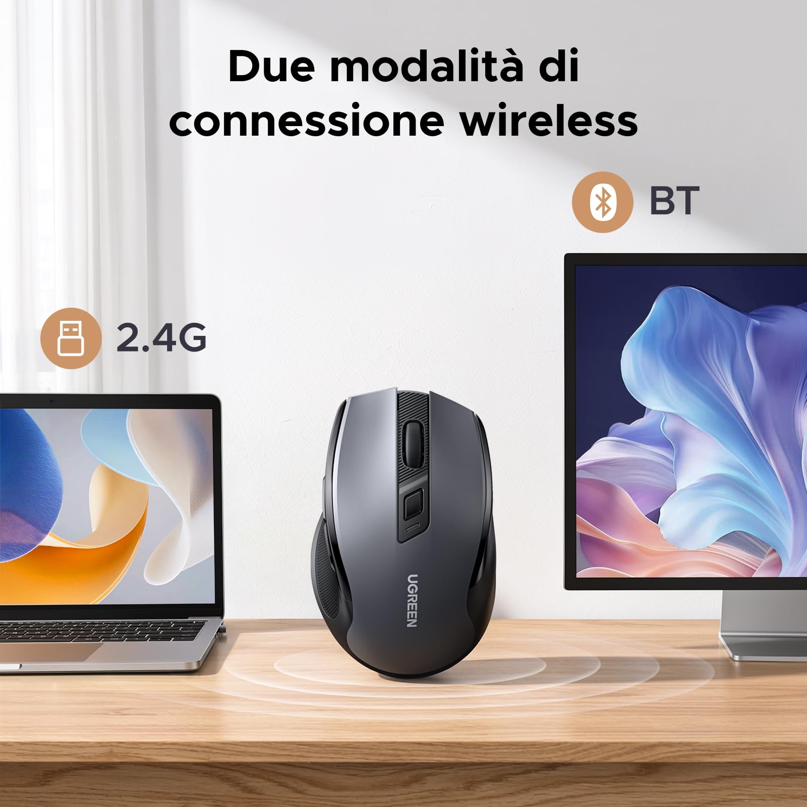ugreen-mouse-wireless-bluetooth-2-4ghz-ricaricabile-usb-c-4000-dpi-silenzioso-er image 3