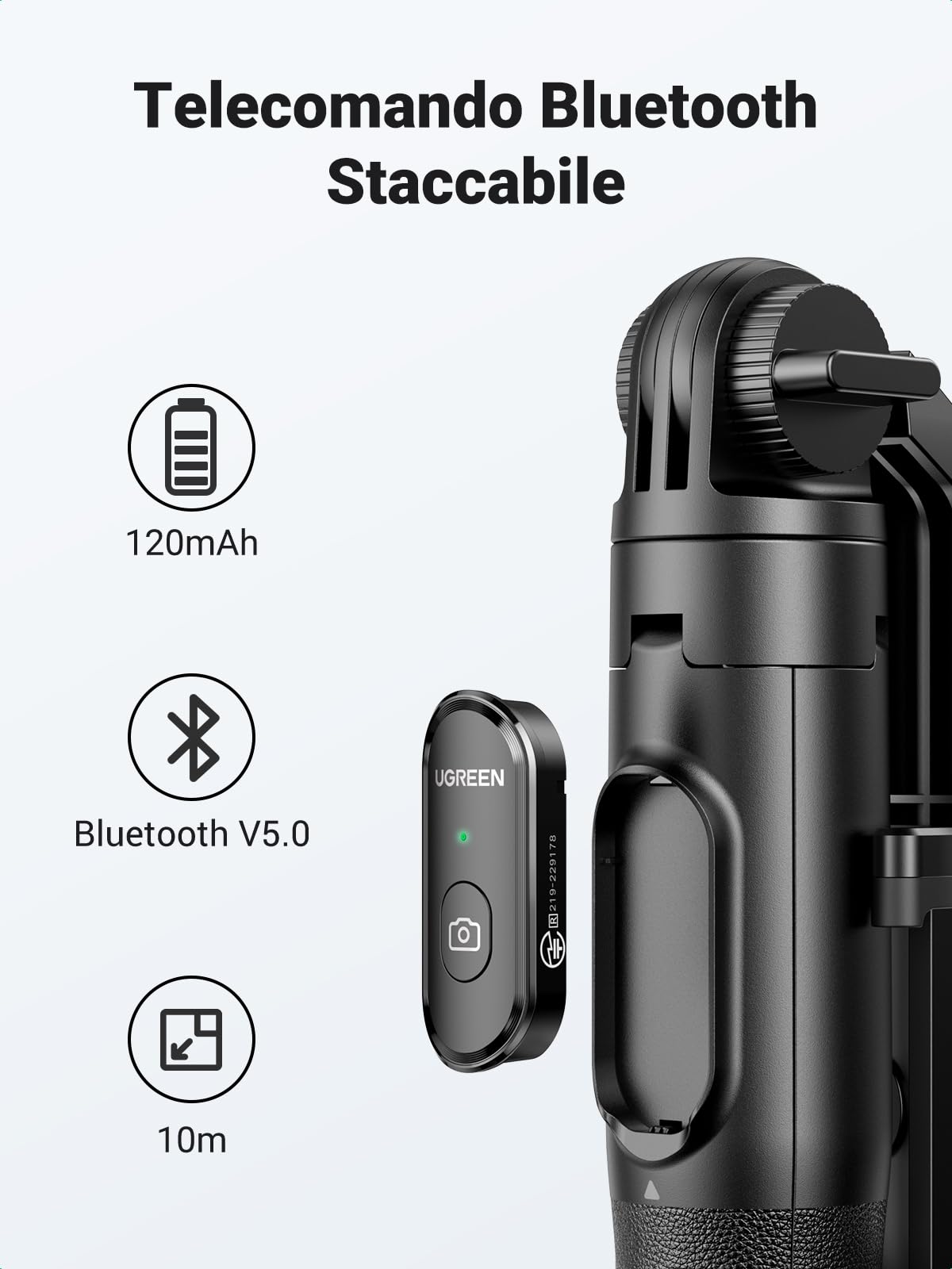 ugreen-treppiede-selfie-stick-bluetooth-3-in-1-estensibile-150cm-con-telecomando image 6