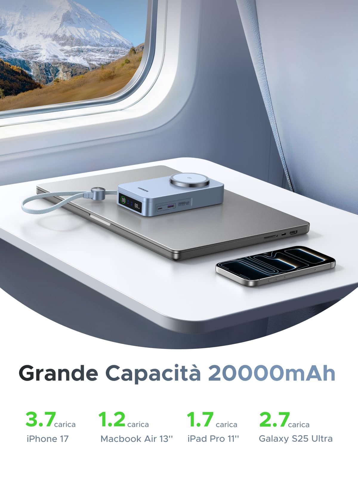 ugreen-magflow-2-in-1-qi2-25w-power-bank-magsafe-20000mah-usb-c-100w-con-display image 6