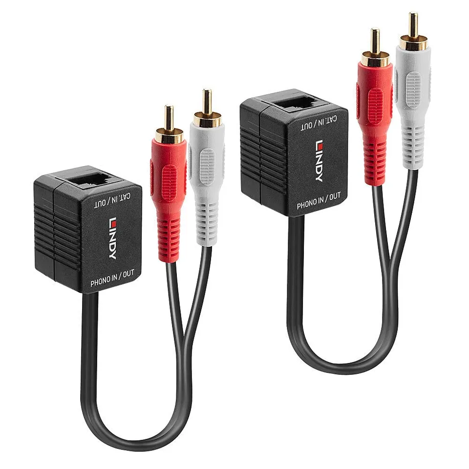 lindy-70460-extender-audio-stereo-analogico-cat-5-6-2x-rca-100m image 1