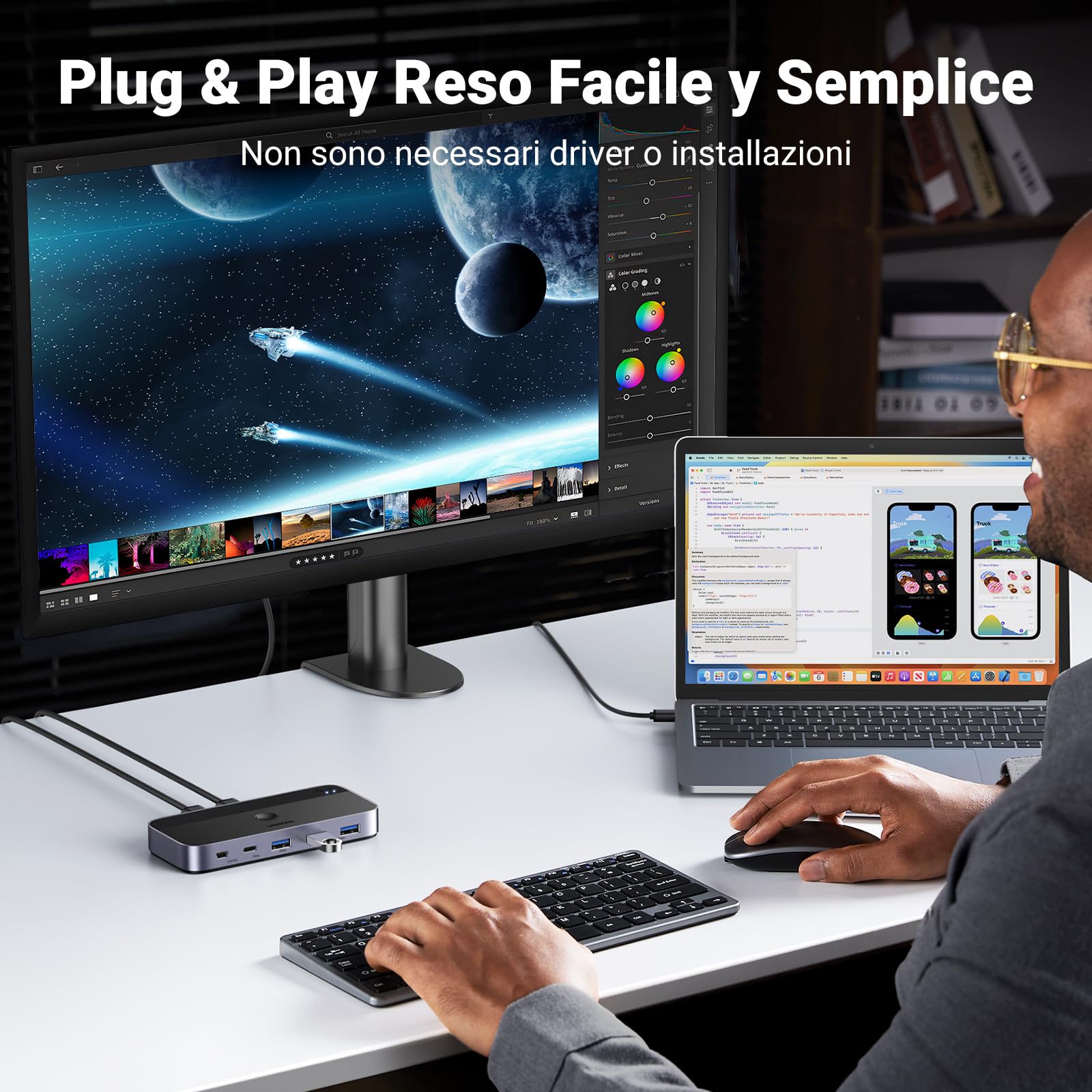 ugreen-switch-kvm-usb-3-0-5-gbps-2-in-4-out-con-controllo-da-tavolo image 8