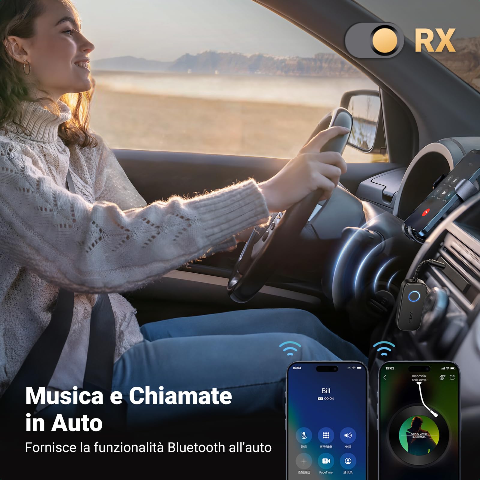 ugreen-trasmettitore-ricevitore-bluetooth-5-3-jack-2-in-1-con-microfono-28h-auto image 6