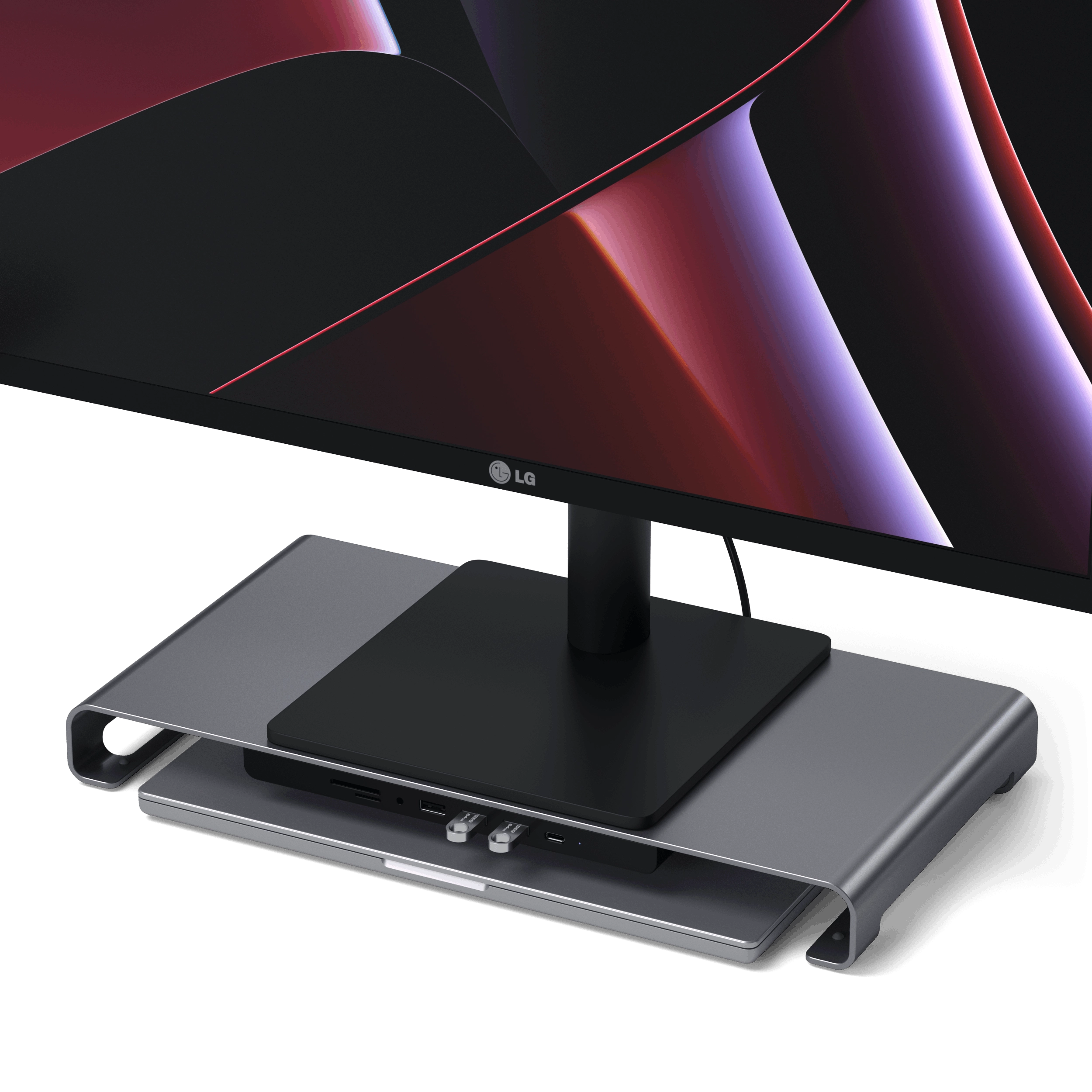 satechi-usb-c-monitor-stand-hub-xl-space-gray image 5