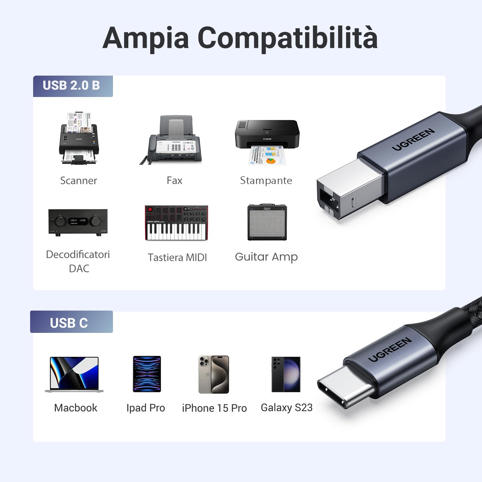 ugreen-cavo-stampante-usb-c-a-usb-b-1m-nylon-480mbps-per-hp-canon-epson-brother image 5