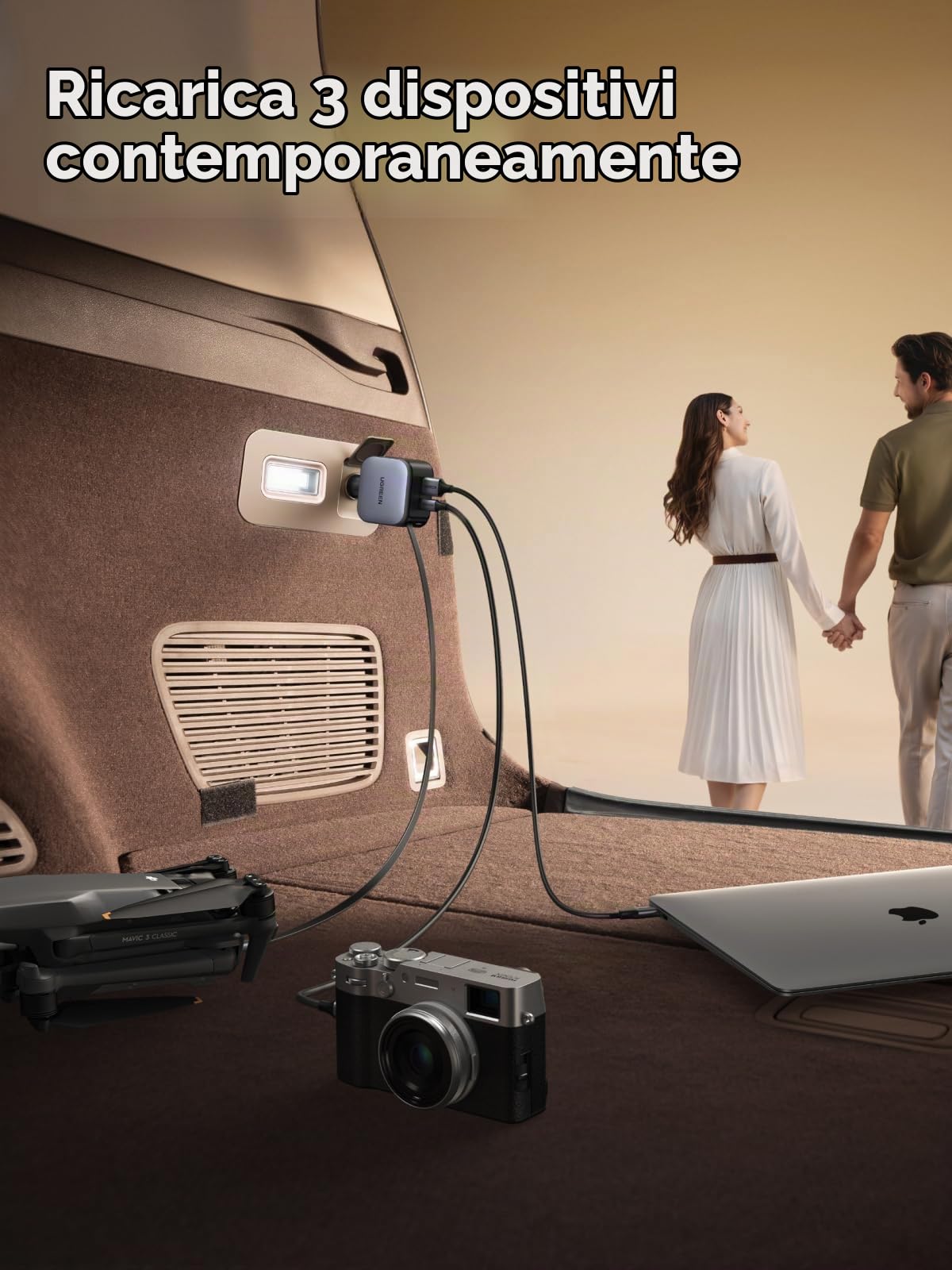 ugreen-nexode-caricatore-auto-usb-c-retrattile-90w-3-porte image 4