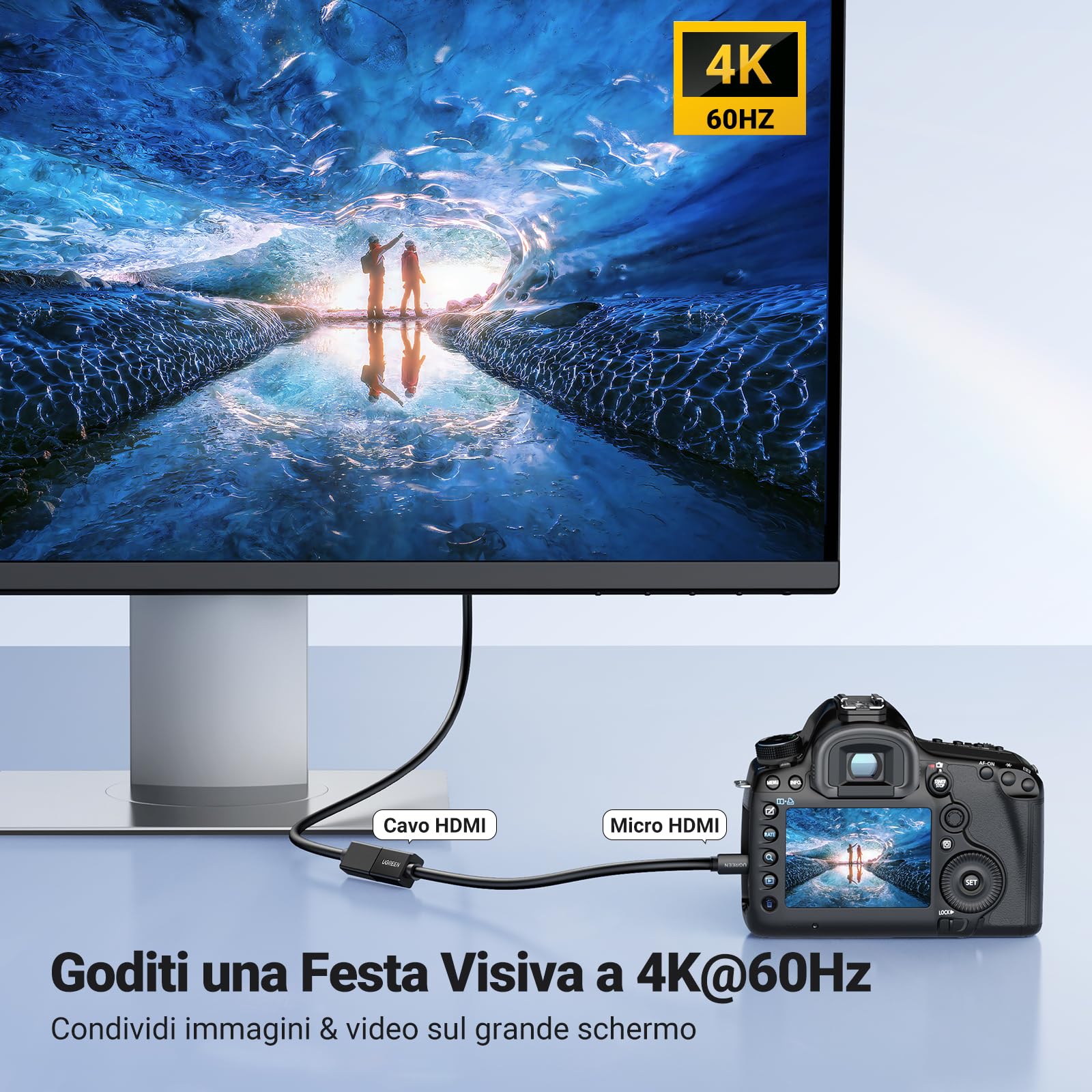 ugreen-cavo-micro-hdmi-maschio-a-hdmi-femmina-4k-50cm-con-arc image 2