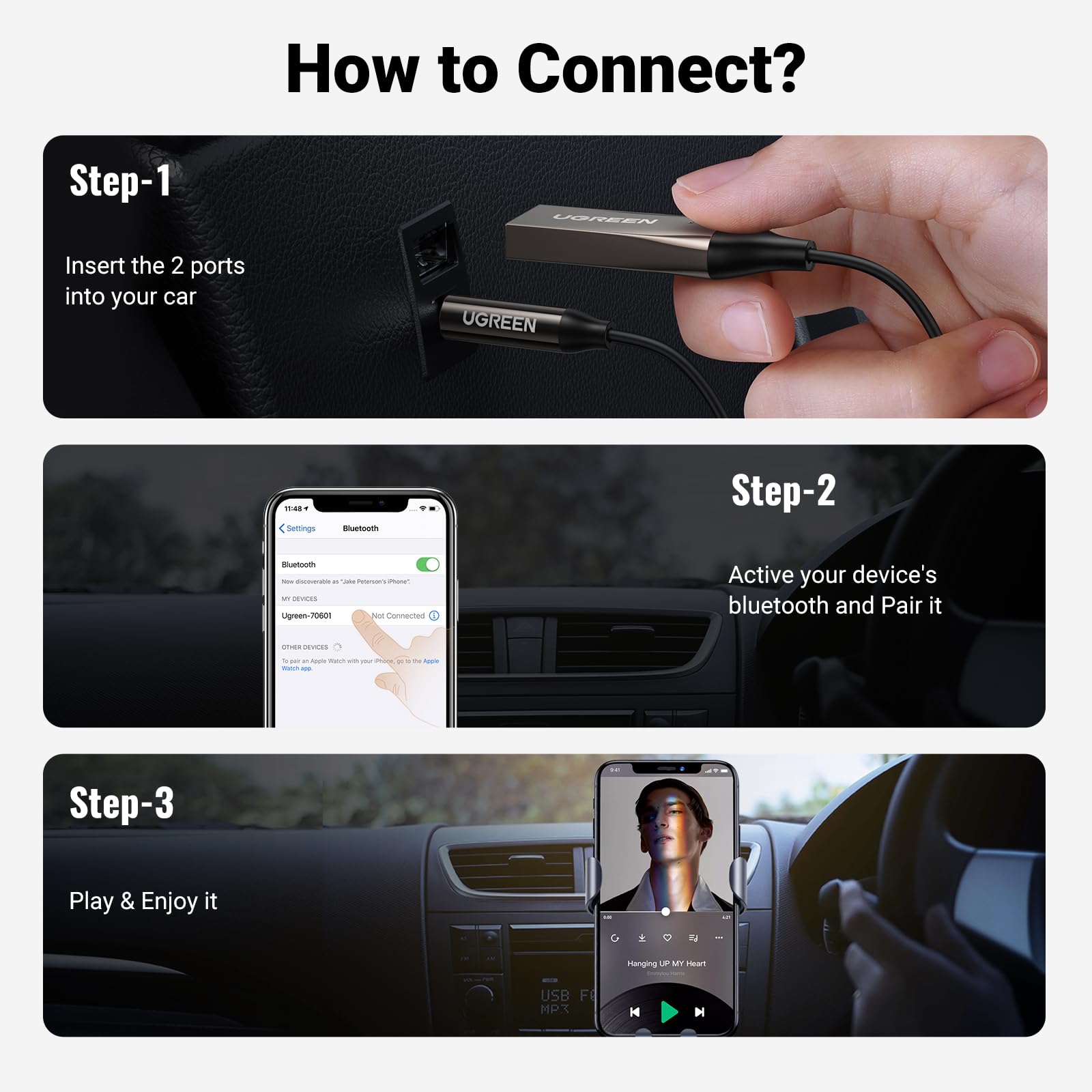 ugreen-ricevitore-bluetooth-6-0-aux-jack-3-5mm-usb-a-con-microfono-grigio image 8